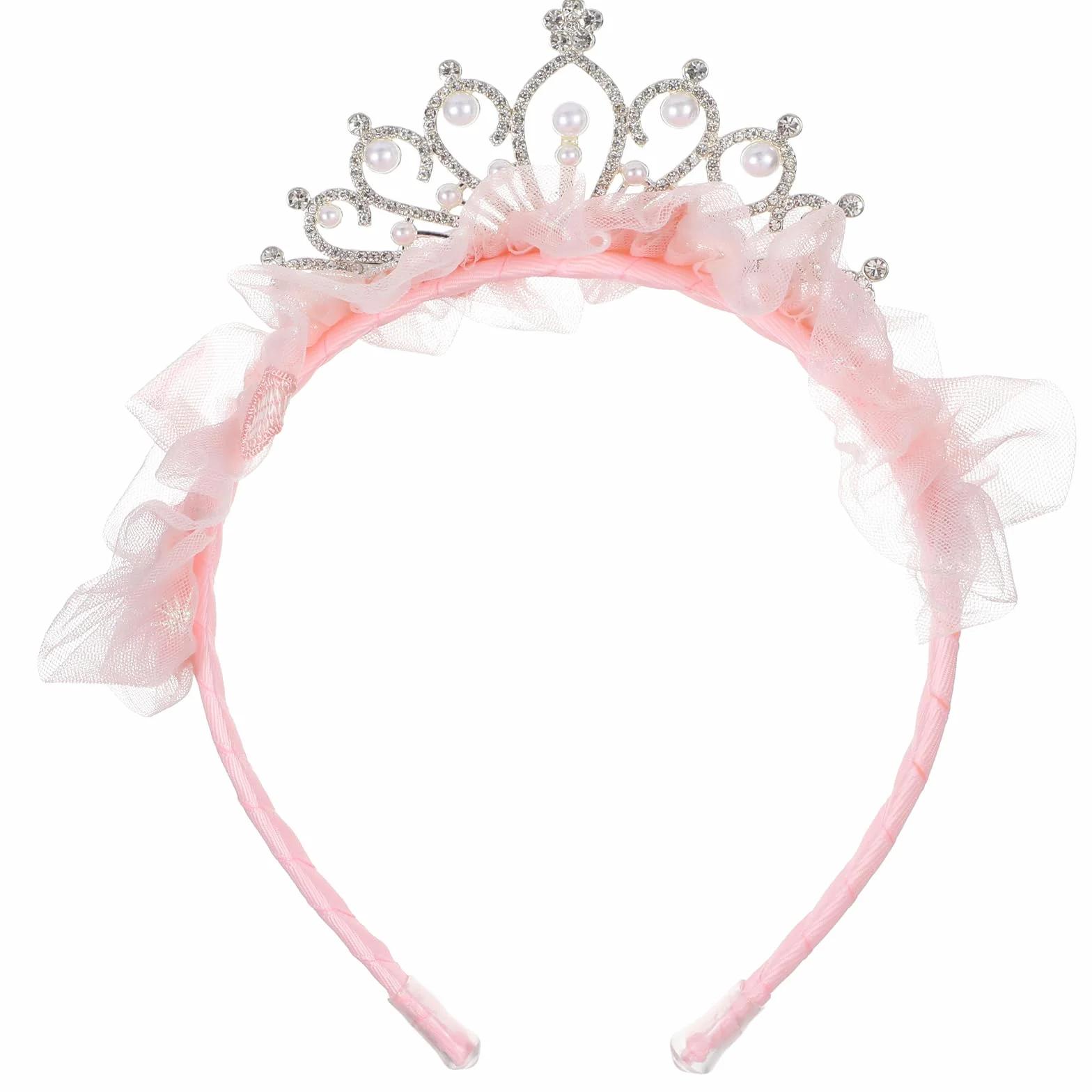 Korona urodzinowa dla dziewczynek księżniczka tiara opaska na głowę śliczne tiulowe wstążki do włosów kryształowa królowa opaski na głowę urodziny Boże Narodzenie kostium panny młodej ślub
