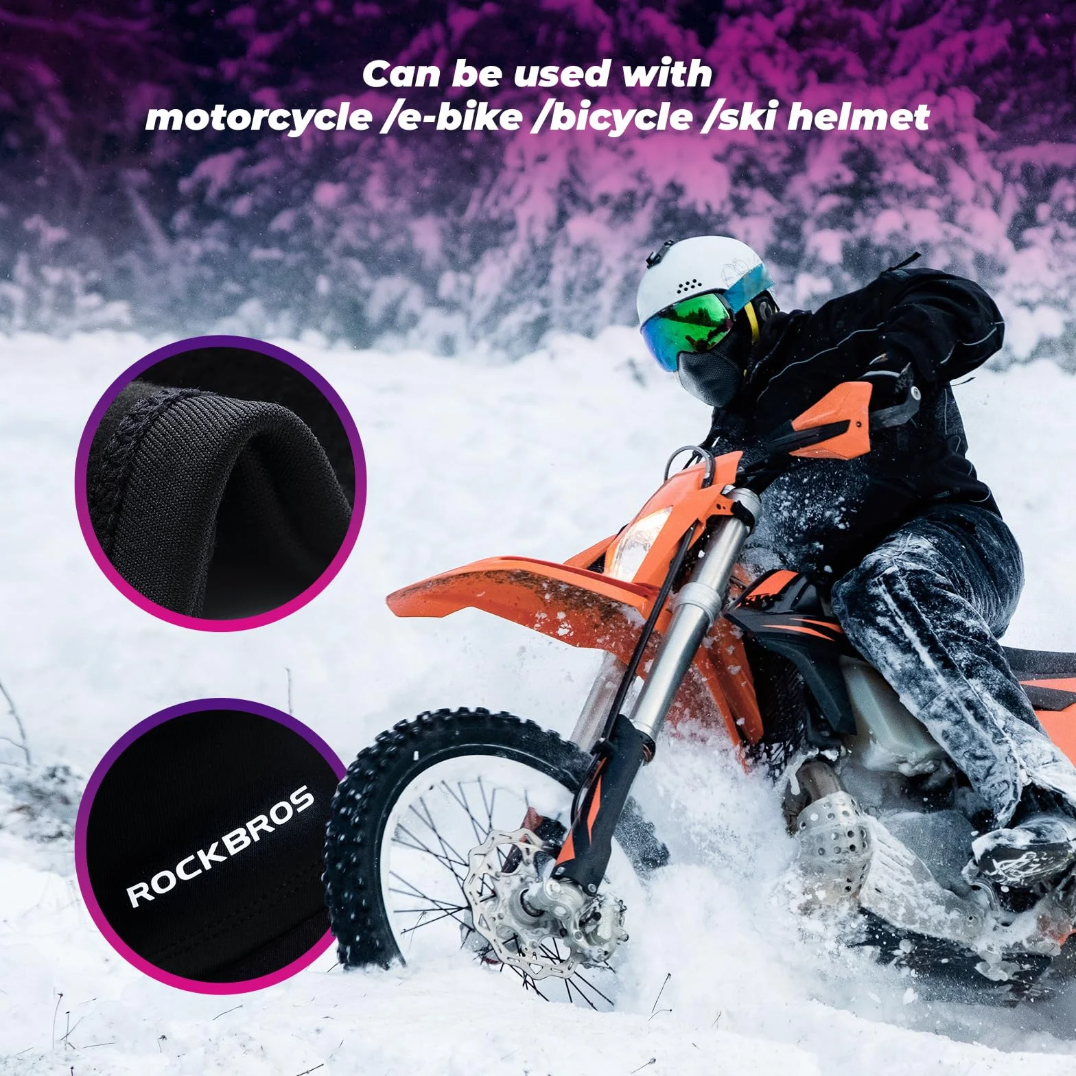 ROCKBROS Balaclava Narciarska Maska Wiatroszczelna PełNa OsłOna Twarzy OddychająCa Motocyklowa Balaclava Dla MężCzyzn Kobiet 360° Ochrona Zimowa Maska Do Jazdy Rowerowej, Jazdy Konnej, Snowboardu