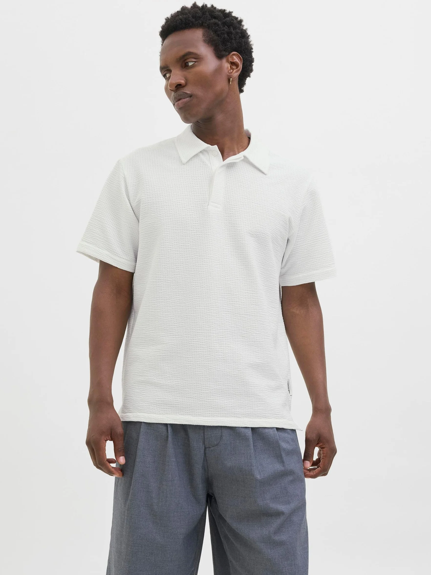 JACK & JONES Jcosago męska koszulka polo z teksturą, Cloud Dancer, L