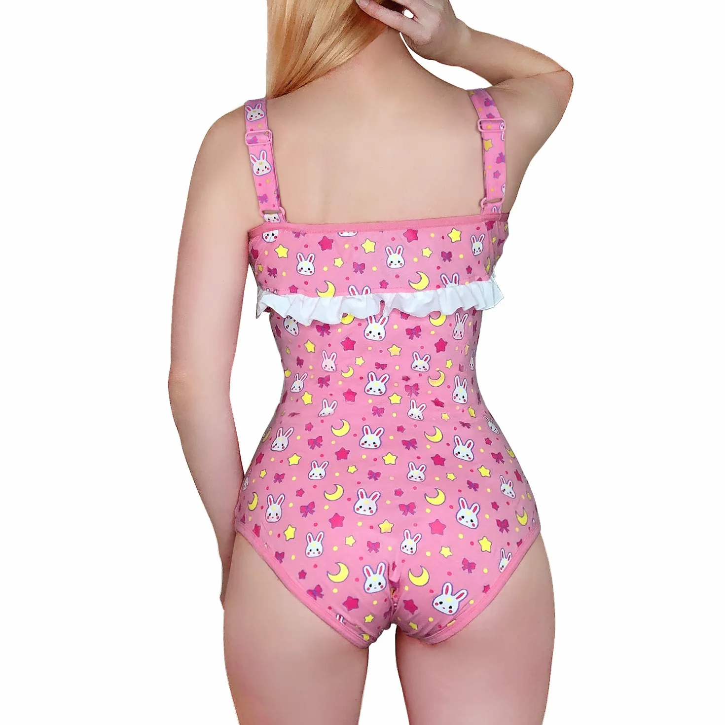 LittleForBig Bawełniany śpioszki Onesie Piżama Bodysuit-Usagi Moon/miś przyjaciele