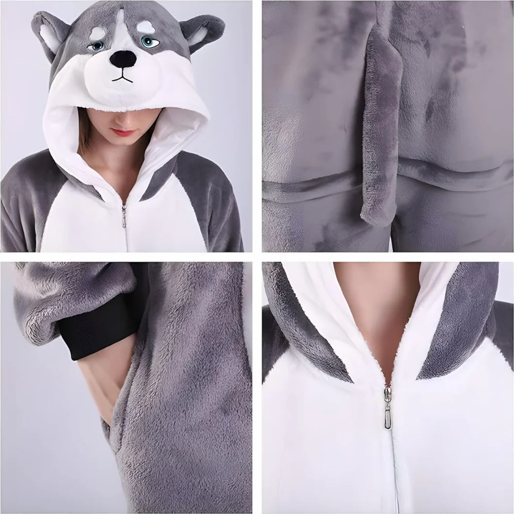 Pies Kigurumi Piżama Onesie dla dorosłych – pluszowa, uniseks, zwierzęca piżama, rozmiary S-XL