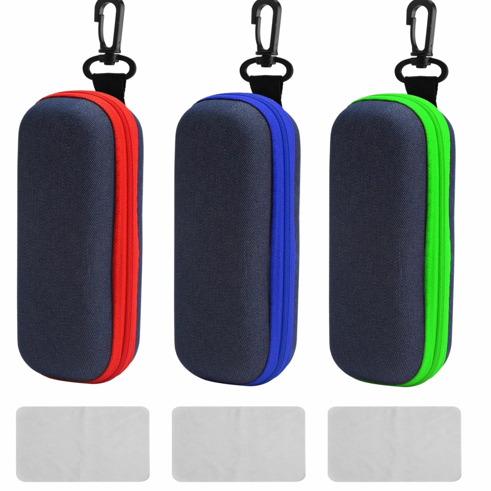3 sztuki etui na okulary z materiału denimowego, modne, twarde etui na okulary, przenośne etui na okulary, etui na okulary, etui na okulary przeciwsłoneczne, etui na okulary, czarny, M