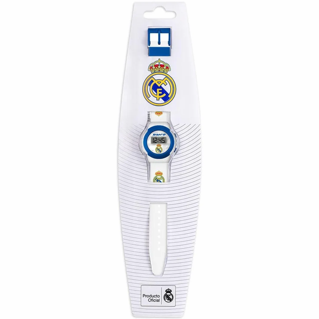 Real Madrid Chłopięcy cyfrowy zegarek kwarcowy z silikonowym paskiem RM00014, biały, pasek