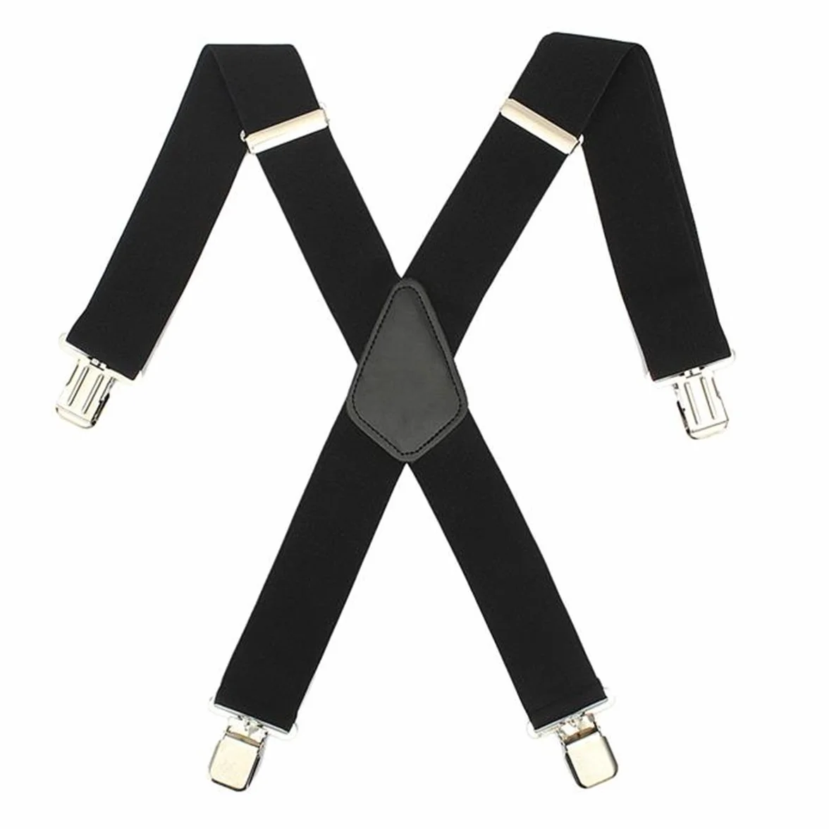 Męskie paski X 50MM Elastyczne szerokie szelki tworzą regulowane elastyczne szelki do spodni z metalowymi klipsami, Czarny (Black), L