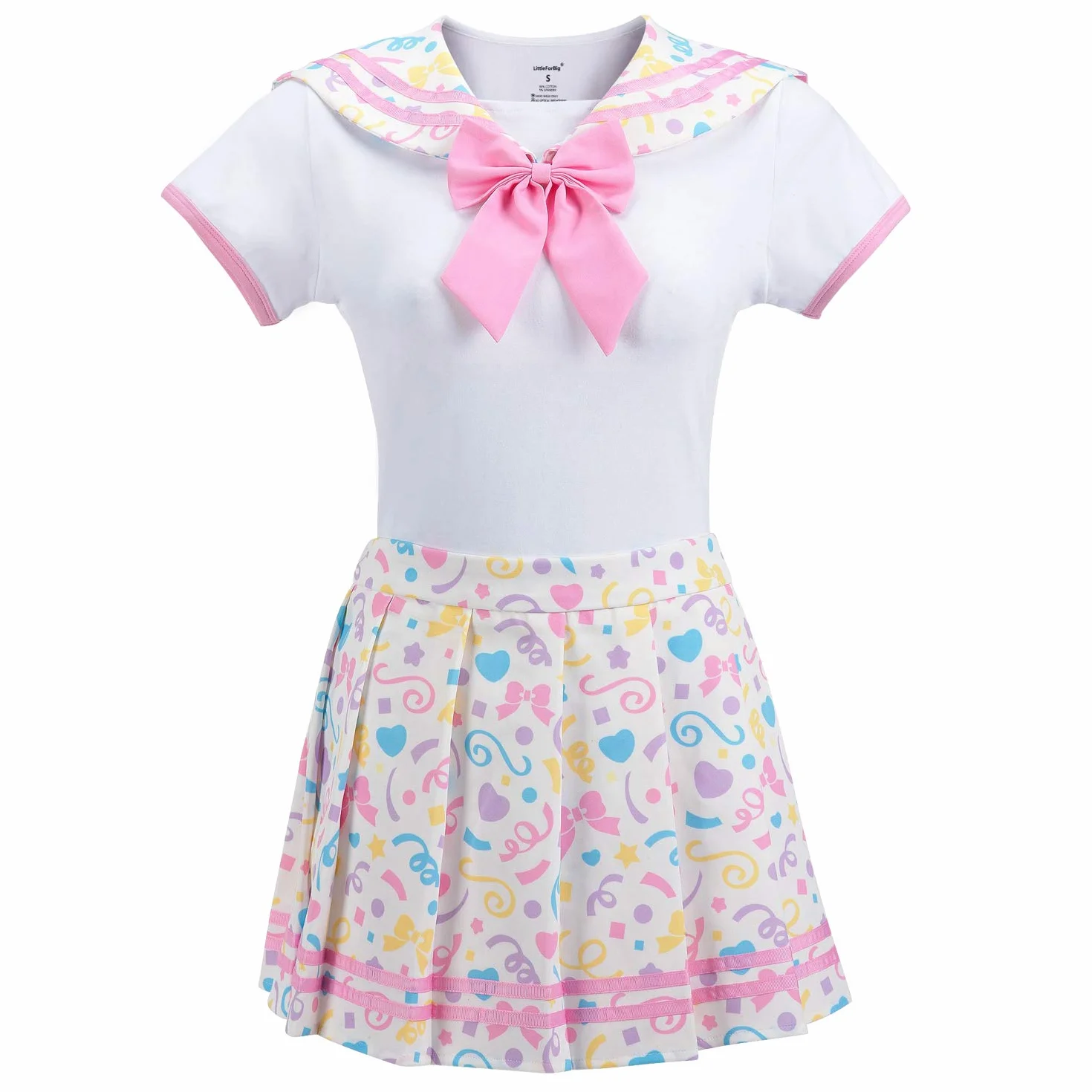 LittleForBig Bawełniany Romper Onesie Piżama Bodysuit - Klasyczny japoński komplet spódniczki Onesie dla dziewczynek w wieku szkolnym Kolor M