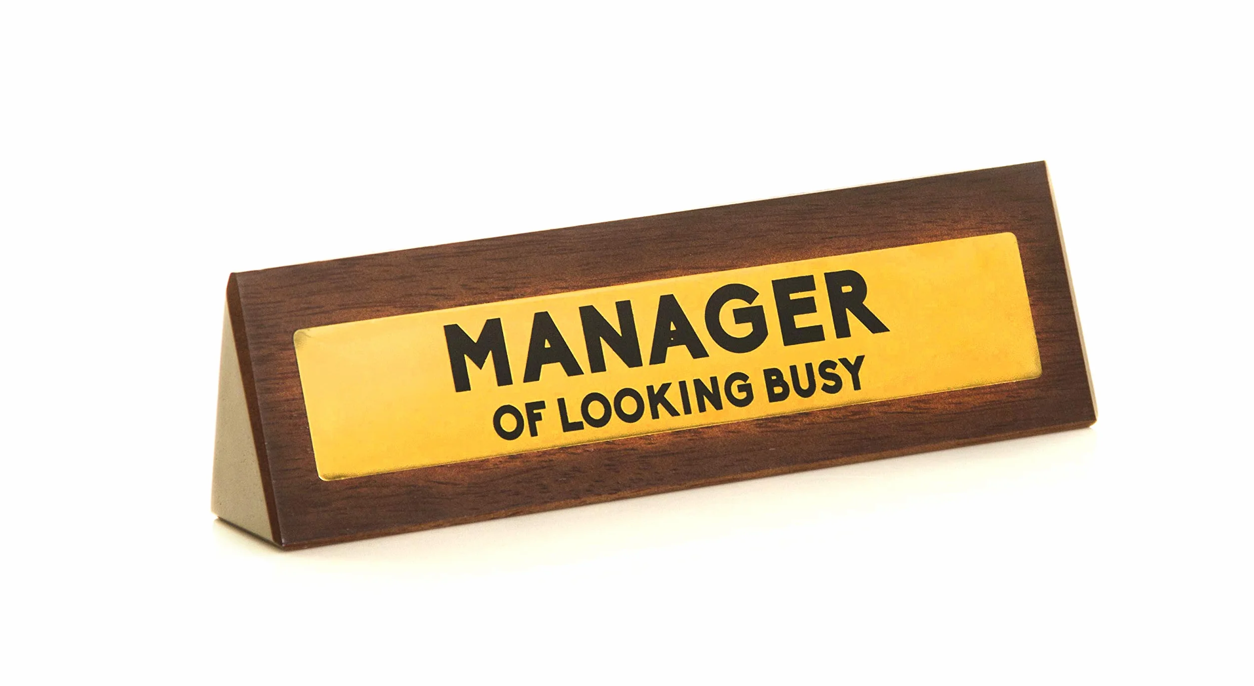 Boxer Gifts 'Manager of Looking Busy' nowość drewniany znak ostrzegawczy na biurko | zabawny humor biurowy prezent dla kolegi lub szefa | 4,5 cm x 17,5 cm, brązowy