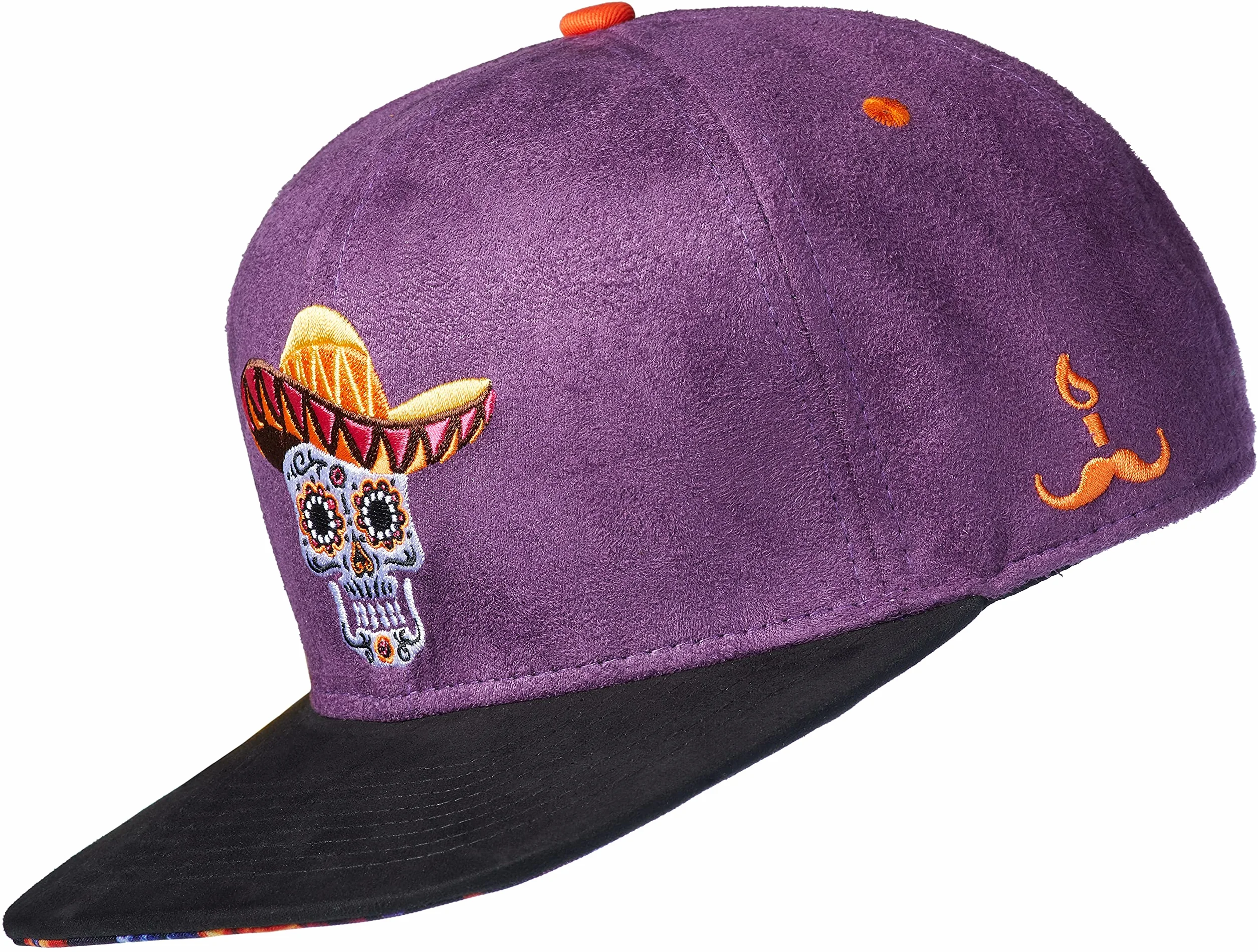 Cadency® czapka Snapback Mexican Skull, zamszowa, unisex, regulowany rozmiar, liliowy, jeden rozmiar