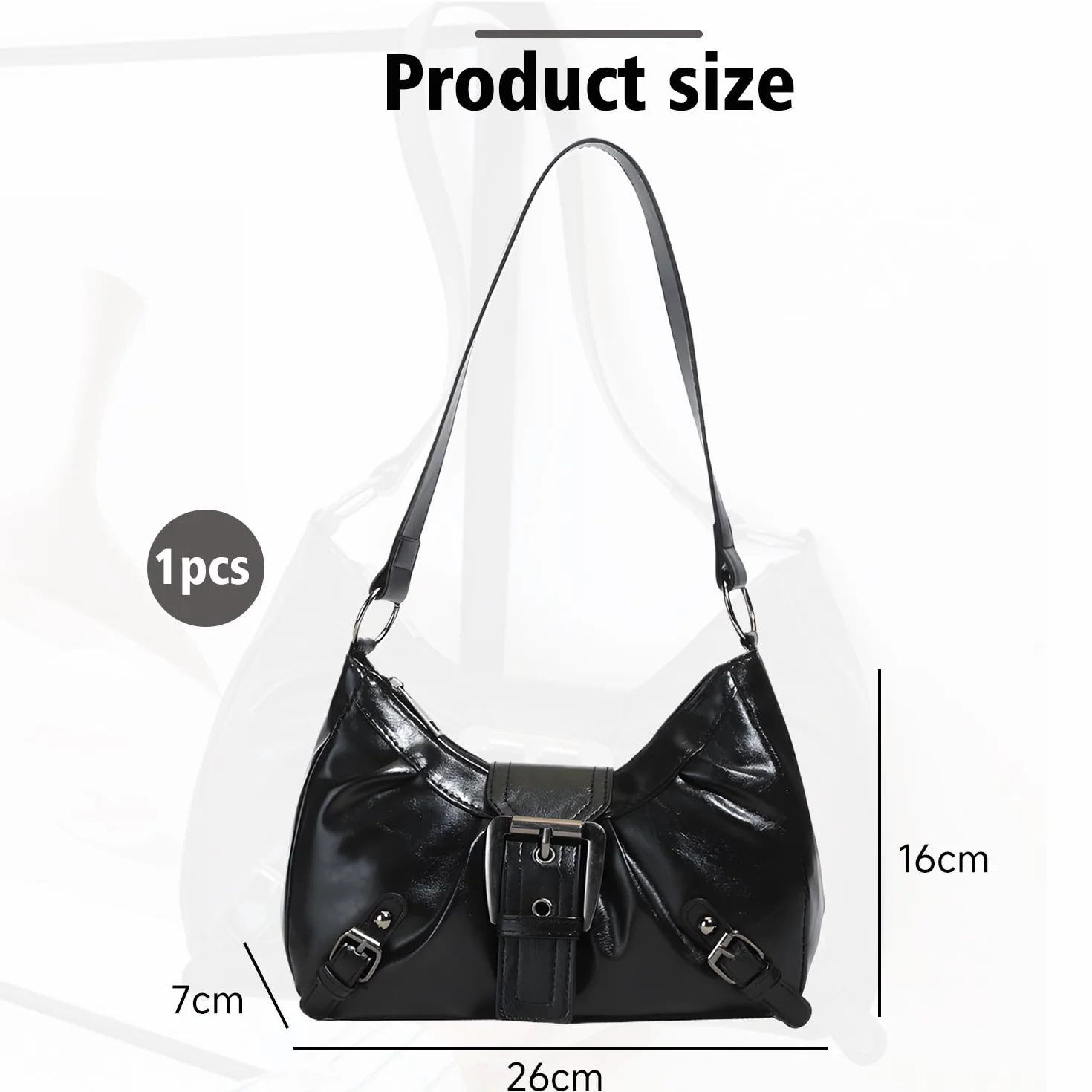 Y2K Torba na ramię dla kobiet, skóra PU, półksiężyc, plisowana torebka pod pachami, magnetyczne zapięcie, zamek błyskawiczny, kopertówka, torba podróżna do codziennego użytku