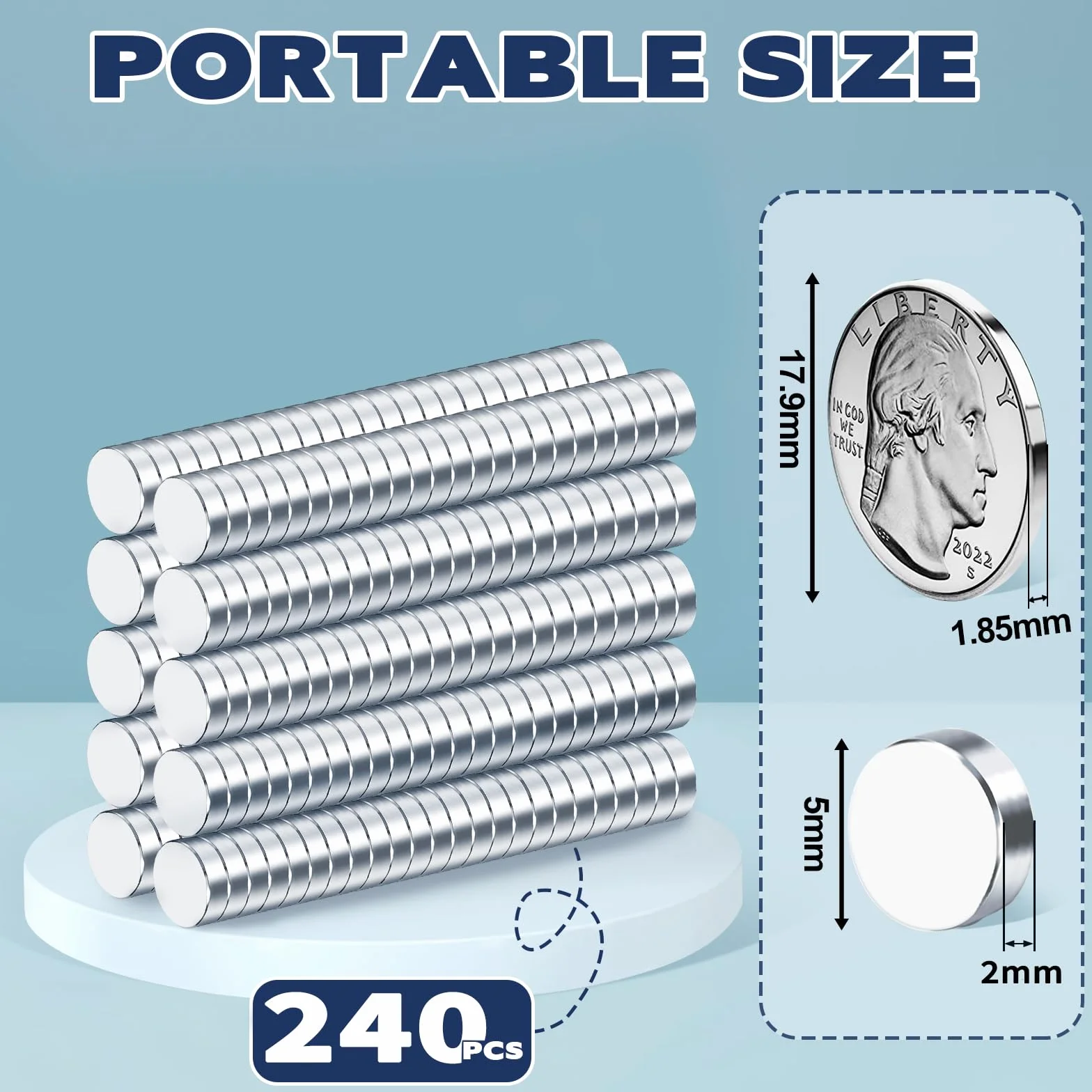 240 szt. mały magnes neodymowy, 5 mm x 2 mm, okrągły magnes, mini silne magnesy, magnesy na lodówkę, magnesy na tablice magnetyczne, do szkoły, biura, rzemiosła