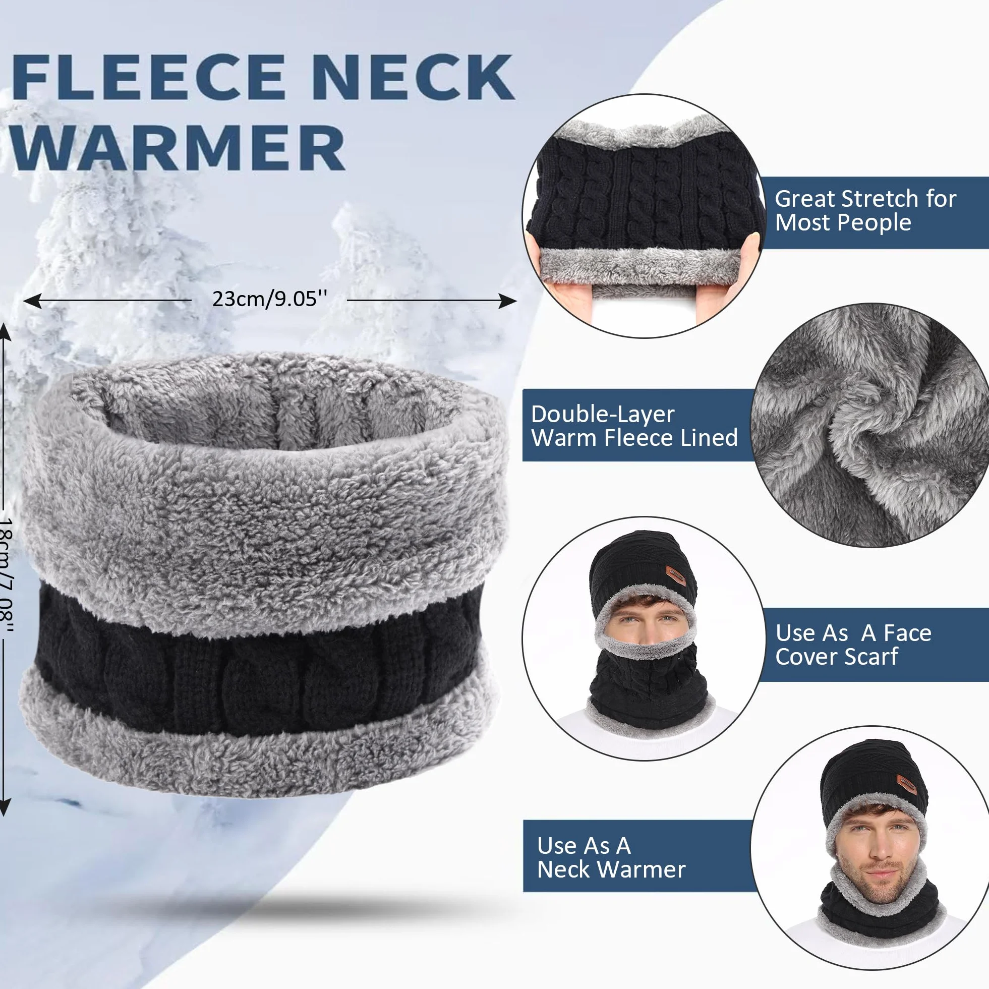 Wygoda sklep 2 sztuki zimowa czapka beanie zestaw włóczka ciepła czapka dziergana gruba podszewka polarowa czapka zimowa i szal dla mężczyzn i kobiet