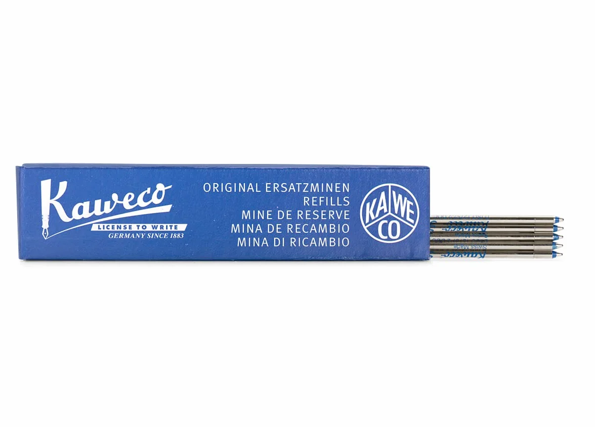 Kaweco D1 wkłady do długopisów 0,8 mm, niebieskie, 5 sztuk, wkłady do serii Kaweco Sport i Liliput, wymienne wkłady do długopisów, grubość kreski: 0,8 mm (drobne)