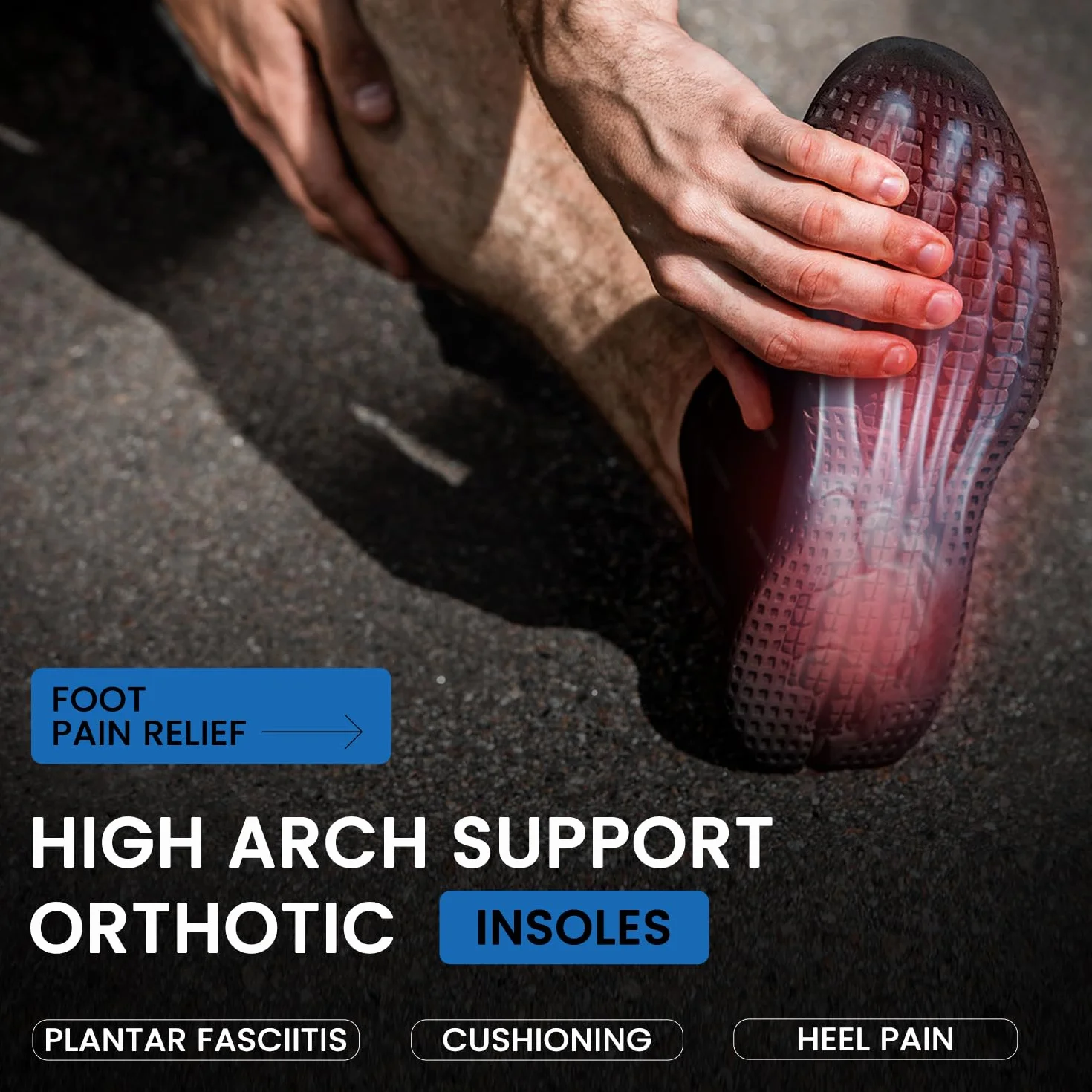 PCSsole Orthotic High Arch Support Wkładki, komfortowa wkładka sportowa do płaskich stóp, zapalenie powięzi podeszwowej, ból stóp, koślawość stopy, nadmierna pronacja dla mężczyzn i kobiet
