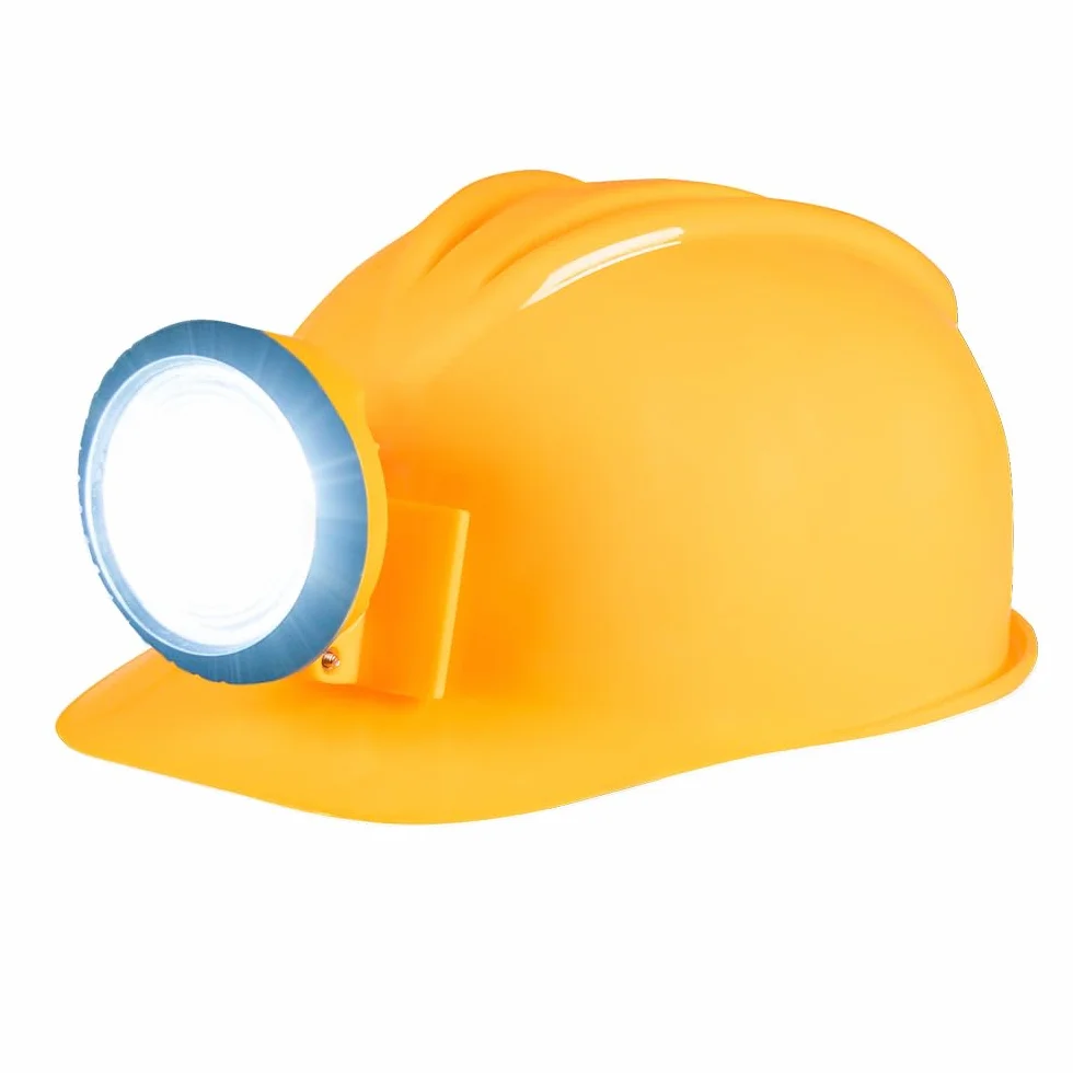 Boland 01414 - kask budowlany ze światłem, żółto-czarny, dla dorosłych, regulowany rozmiar, plac budowy, kostium, karnawał, impreza tematyczna