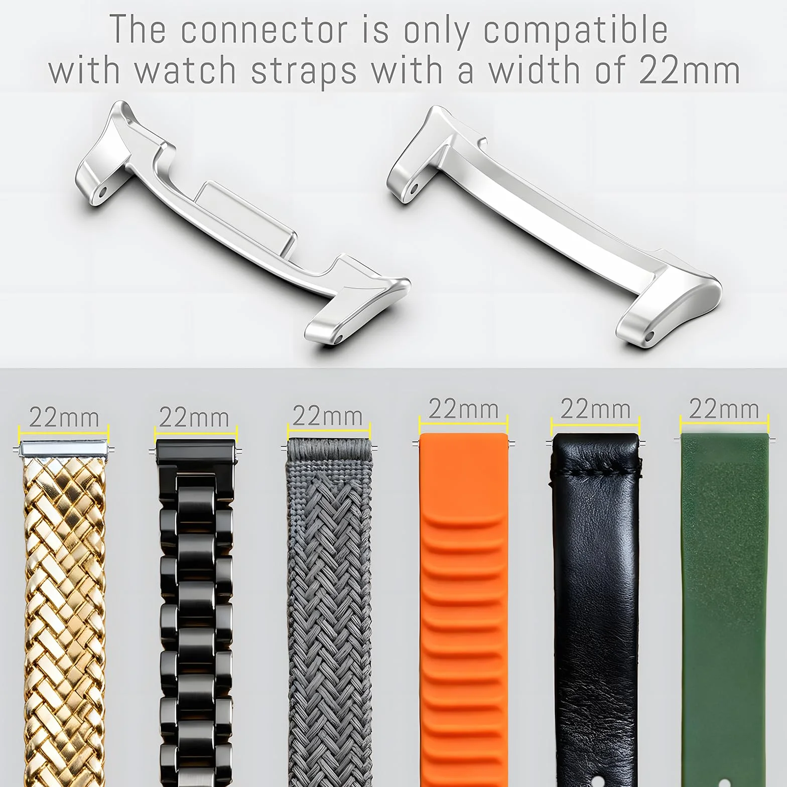 VOSSOT 22mm Bransoletka do zegarka Złącze Kompatybilne z Samsung Galaxy Watch 8 (40 mm/ 44 mm)/Watch 8 Classic Złącze do zegarka Adapter Bransoletka ze stali nierdzewnej Złącze metalowe Adapter