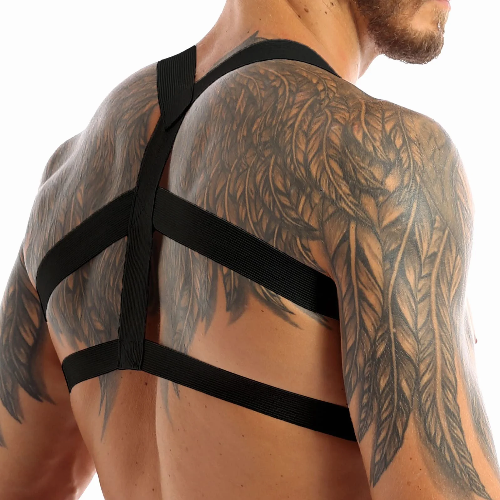 Freebily Body Chest Uprząż Męski Gej Nylon Wiszący Sportowy Pas na klatkę piersiową Uprząż Seksowna Bielizna Gorąca Otwarta Podkoszulek Kulturystyka Pasek Steampunk Top