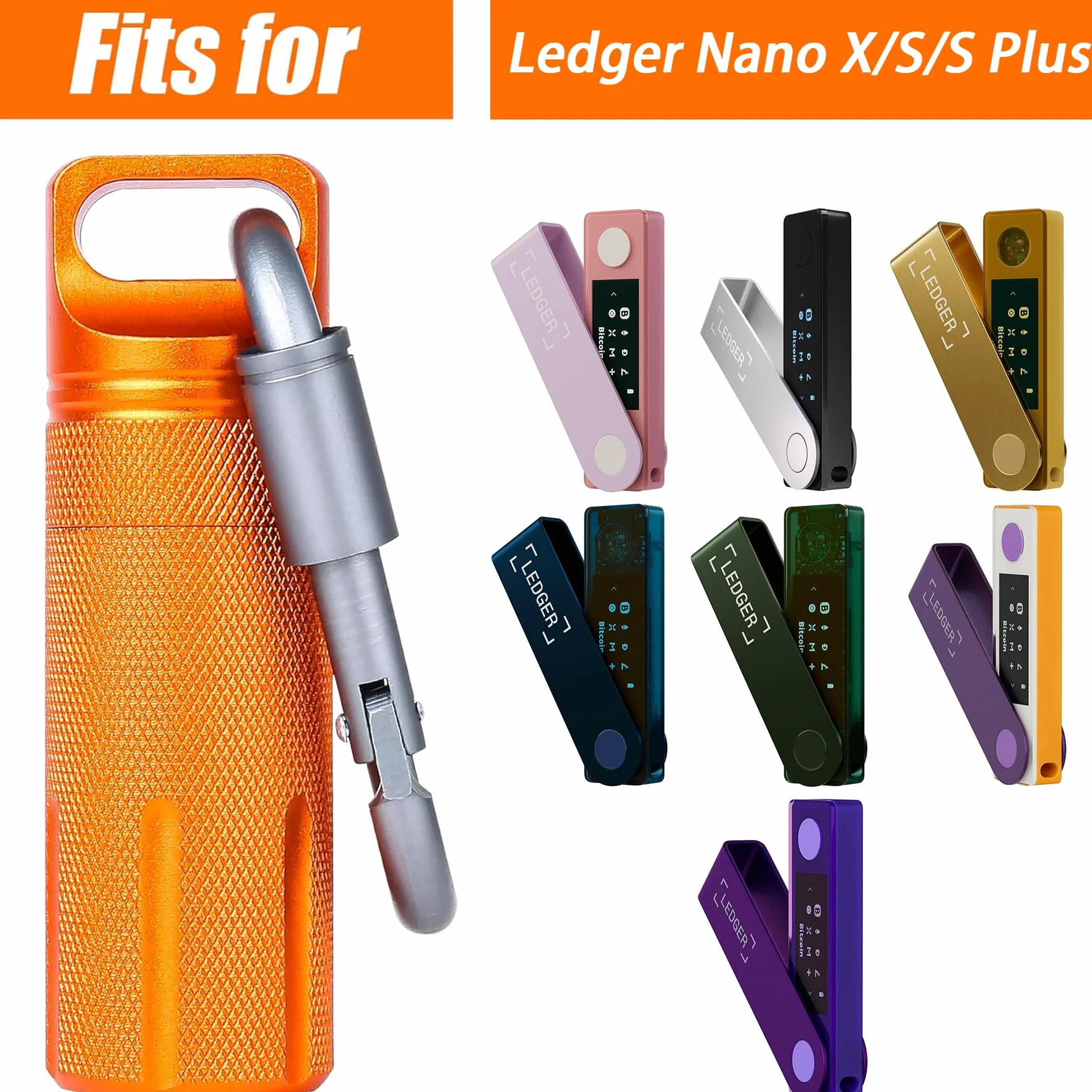 Aenllosi Do Ledger Nano X, Ledger Nano S Plus i Ledger Nano S Crypto Hardware Wallet Case - Stop aluminium, ognioodporne i wodoodporne, tylko etui, pomarańczowy, S, ledger nano x/s plus/s portfel etui