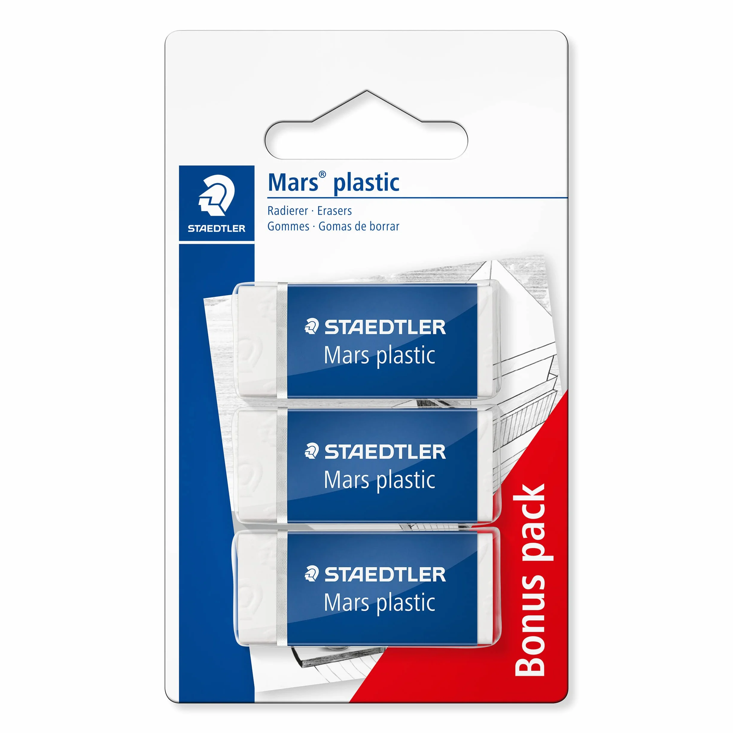 Staedtler 52653ABK3DST Gumka do Ścierania, Biały, 3 sztuki