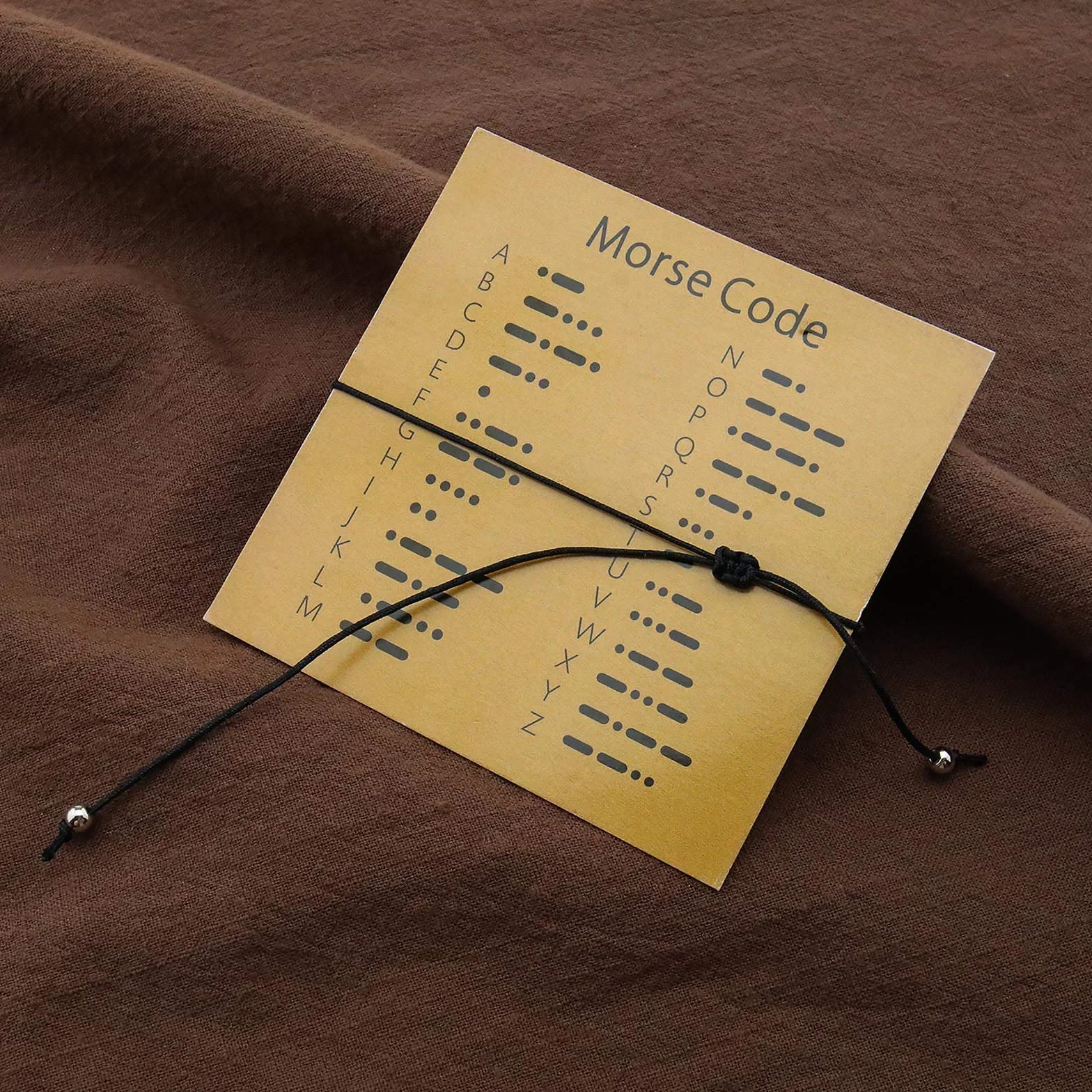 EMSea 2 szt. Fuck Off Morse Code bransoletki regulowane srebrne koraliki wisiorek para przyjaźni biżuteria bransoletka zestaw z kartą deszyfrowania, 29 cm, Miedź