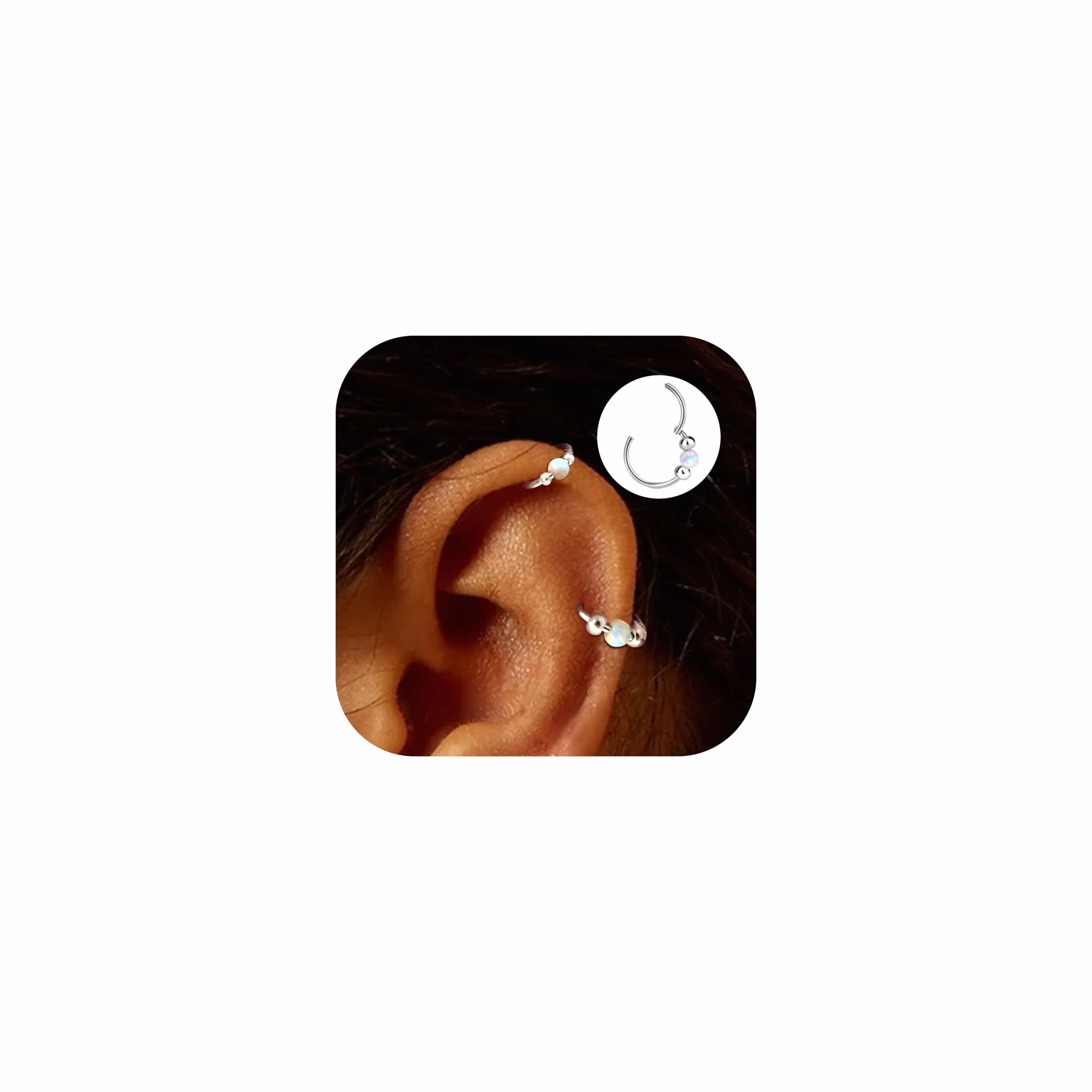 Diamday 2 szt. Helix Piercing biżuteria Helix kolczyk stal chirurgiczna 316L kolczyk do nosa piercing przegrody nosowej srebrne złote kolczyki opal chrząstka muszla tragus Daith Rook, obręcz, piercing