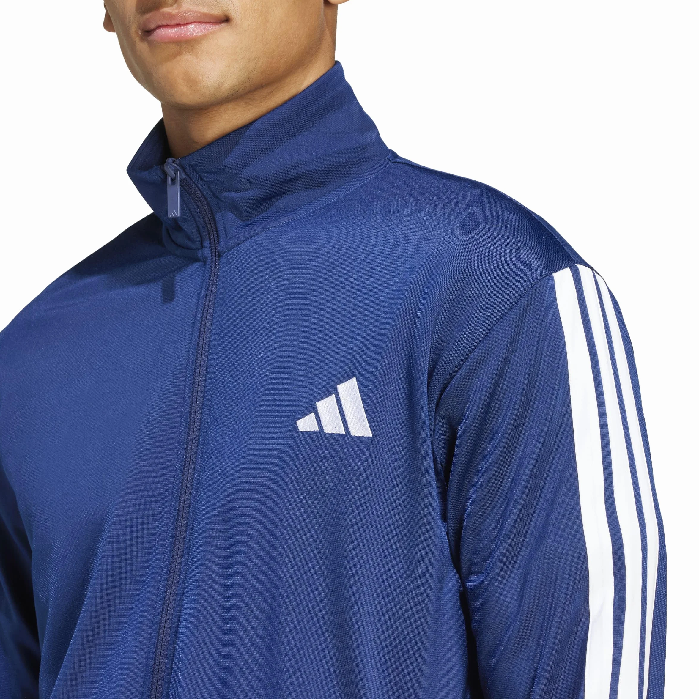 adidas Mężczyźni SPORTSWEAR BASIC 3 STRIPES TRICOT TRACKSUIT, Dark Blue, XL Tall