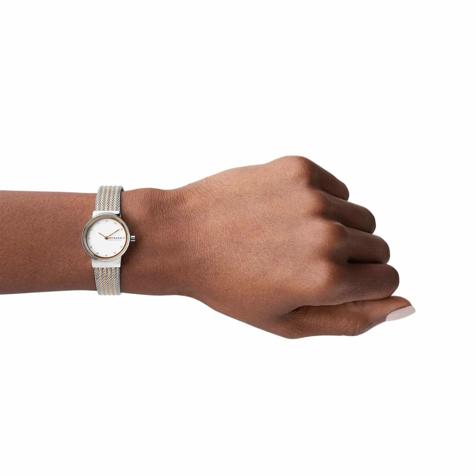 Skagen zegarek Freja Lille dla kobiet, kwarcowy mechanizm dwukierunkowy z paskiem ze stali szlachetnej lub skóry