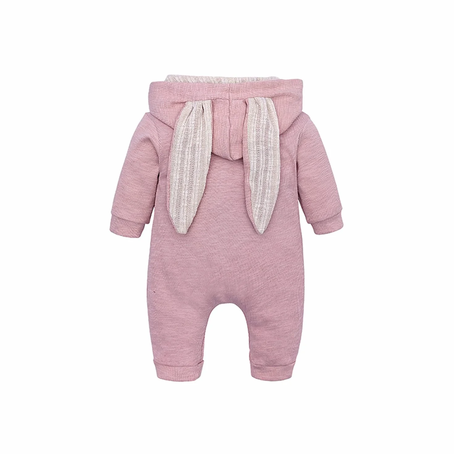 Maluch Unisex Baby Onesies Bawełniane Pajacyki Ucho Królika Z Długim Rękawem Zipper Romper Bunny Piżamy dla 0-18M Dziecka