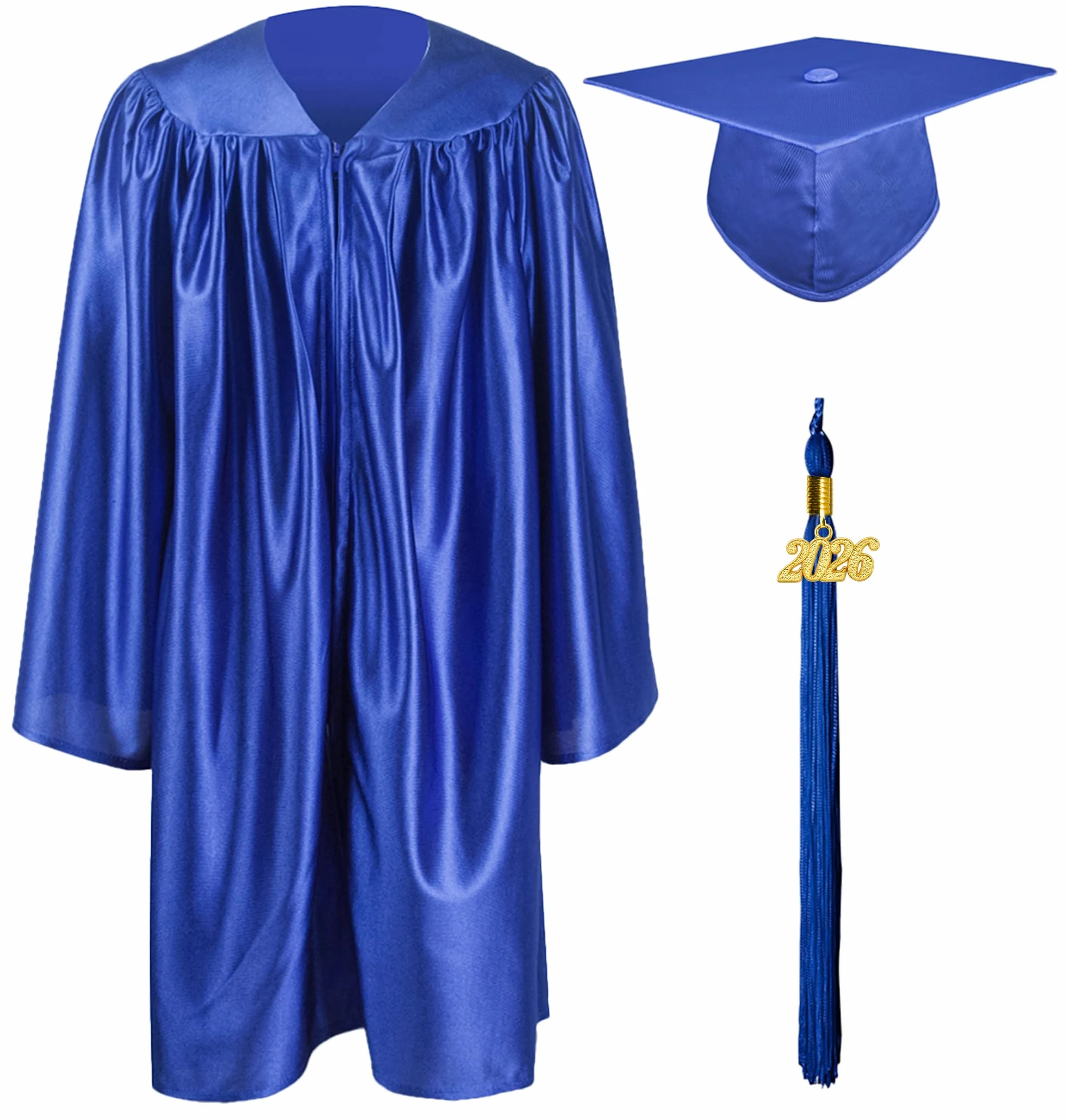 GraduationMall Dziecięcy Talar z Kapeluszem Absolwentów i Frędzlami 2023 do Przedszkola, na Zakończenie Szkoły Królewski Niebieski 30(115-122cm)