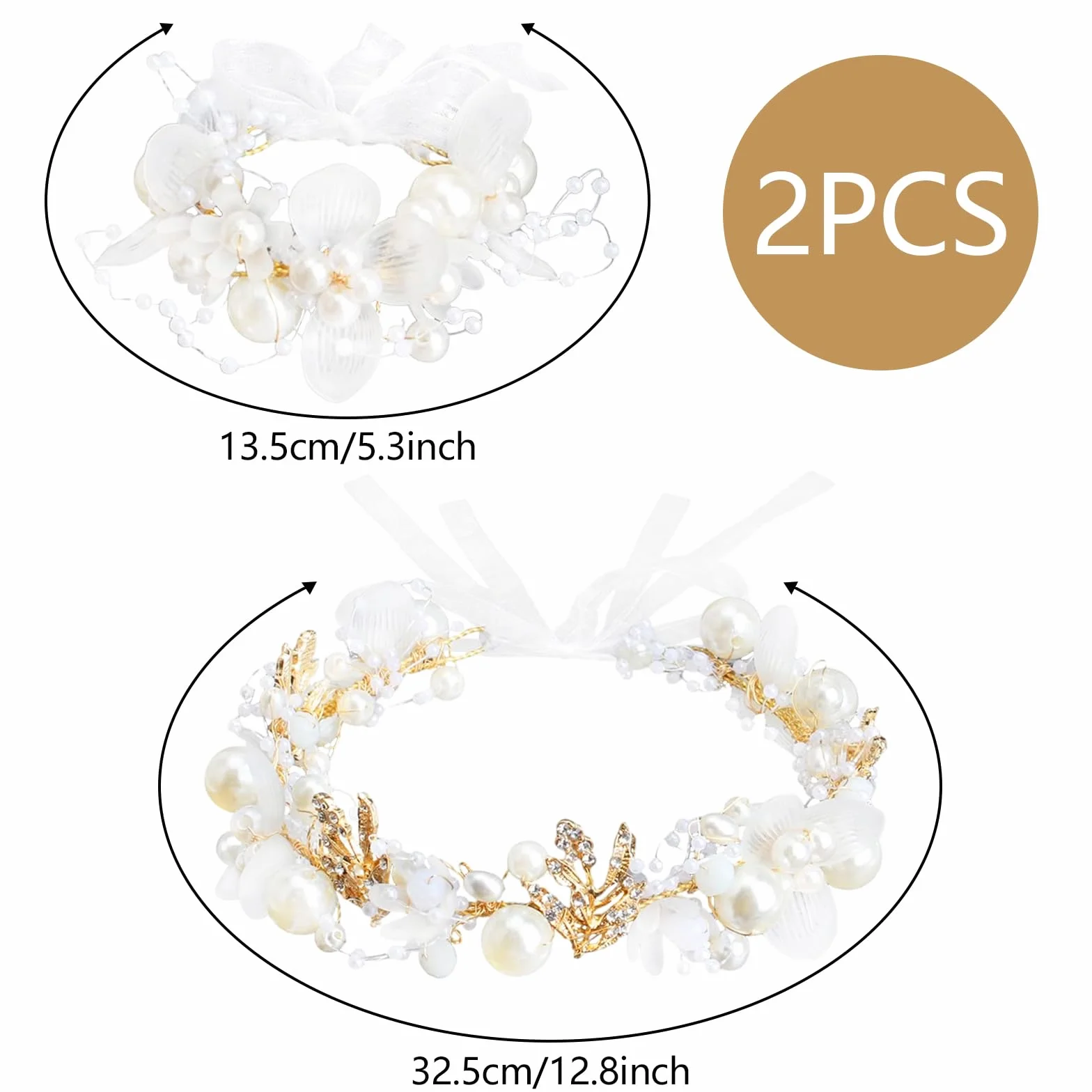 Wieniec z kwiatów, ozdoba do włosów, na komunię, perły, ozdoba głowy dla panny młodej, na wesele, biała perła, ozdoba do włosów dla dziewczynek i kobiet