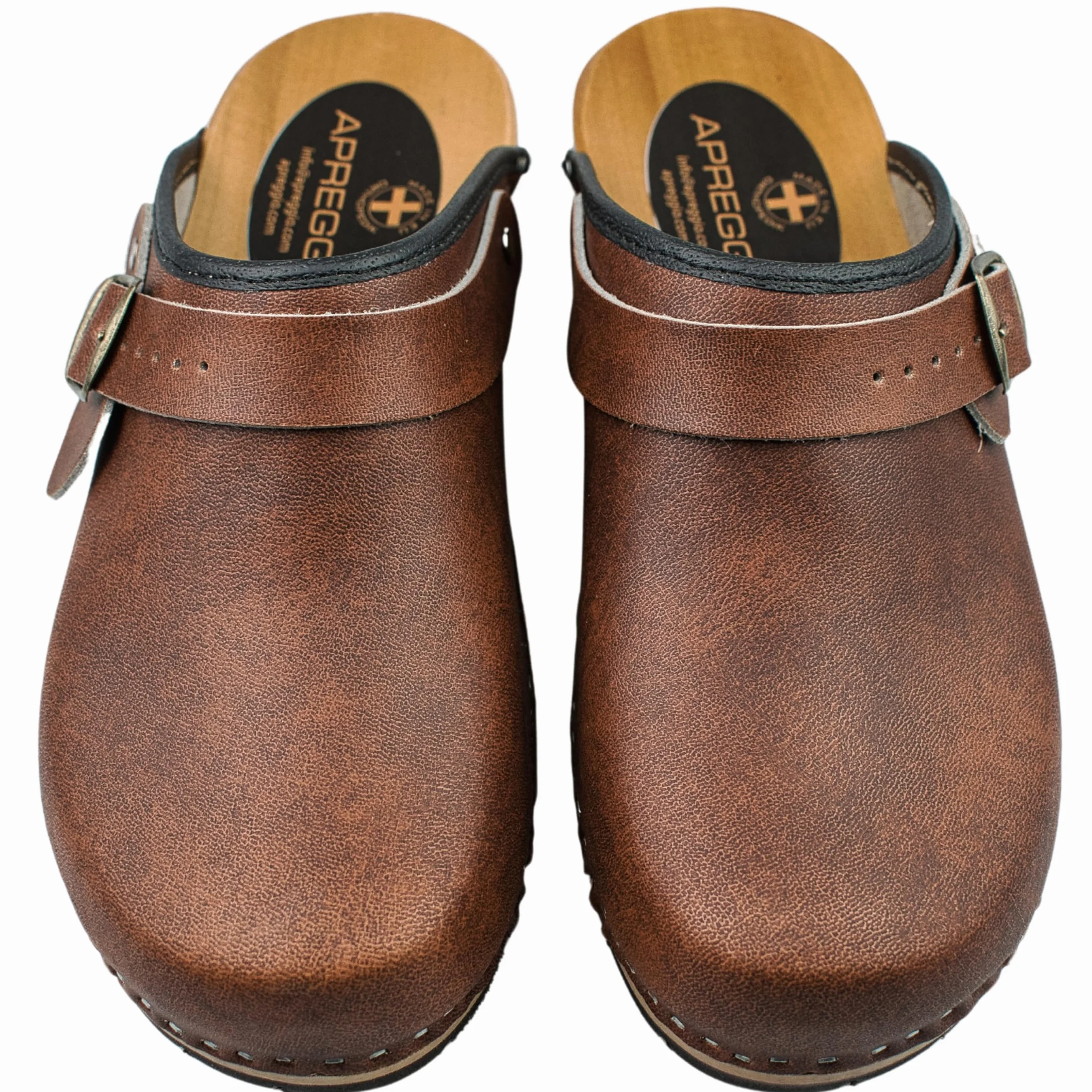 APREGGIO Drewniaki męskie - Chodaki wykonane ze skóry - Praktyczne buty ogrodowe - Ergonomiczne skórzane drewniaki męskie