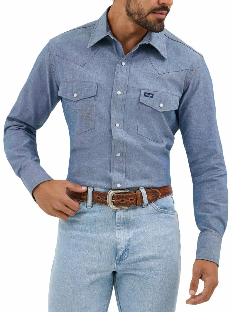 Wrangler Western Mężczyźni Cowboy Cut Western Long Sleeve Snap Work Shirt Firm Finish