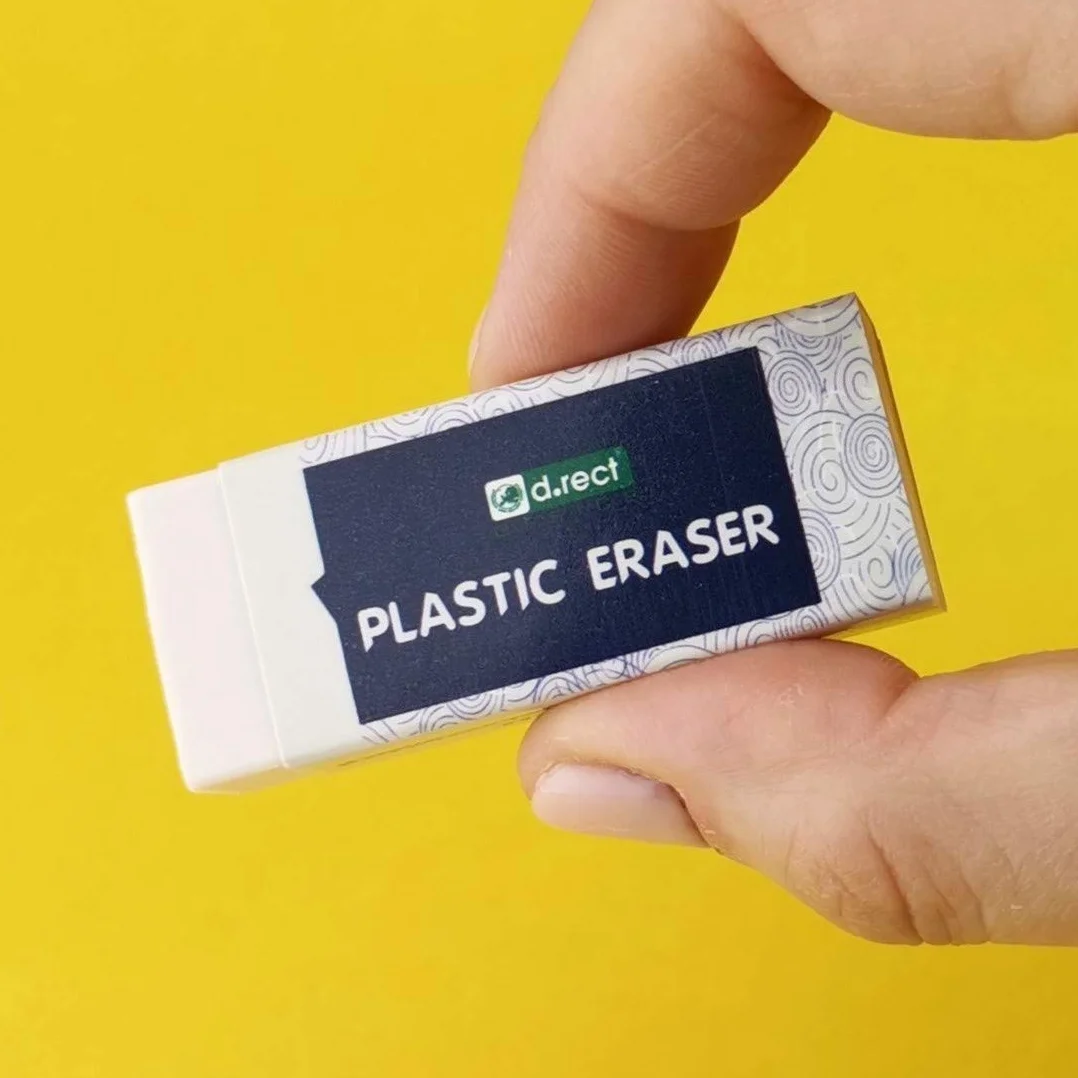 D.RECT Gumka do mazania, gumka HI-POLYMER Plastic Eraser | duże x 20 sztuk | białe 56 x 23 x 12 mm