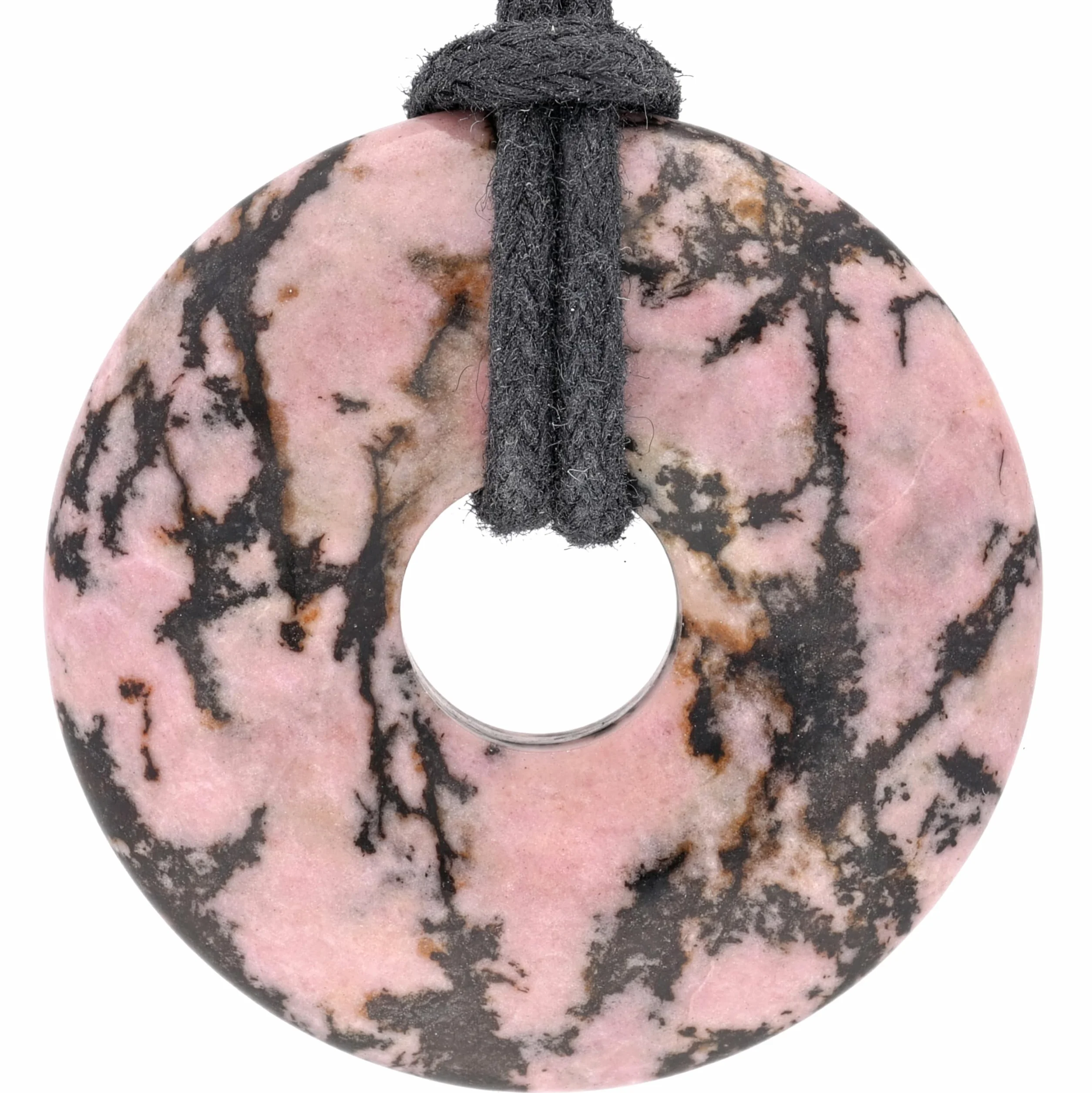 Lebensquelle Plus Kamień szlachetny Donut Ø 30 mm + taśma bawełniana + karta kamieni szlachetnych | wisiorek z kamieniem naturalnym | łańcuszek z prawdziwego kamienia leczniczego wraz z tasiemką, 30