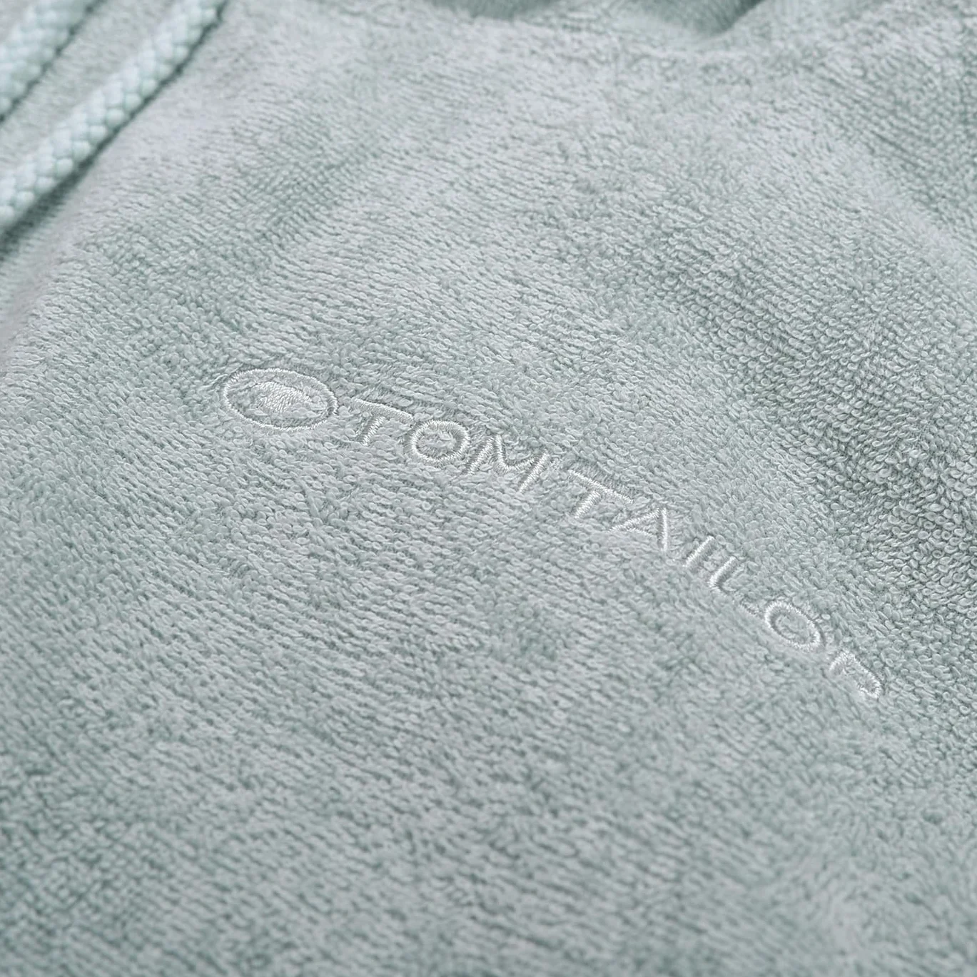 TOM TAILOR Ponczo surfingowe dla kobiet i mężczyzn, L-XL, 100% bawełna/frotte, ponczo kąpielowe z kapturem, kieszenią na brzuchu i wyszywanym logo, turkusowe (Fresh Sage)