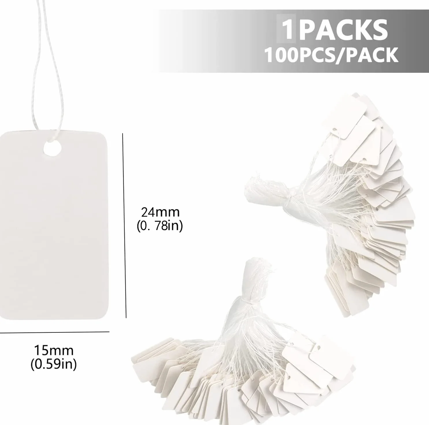 Zestaw 100 białych tagów cenowych, etykiet prezentowych, etykiet z ceną, etykiet na biżuterię, do zapisywania papierowych etykiet z napisami do Flea Market, Jewellery, Clothes