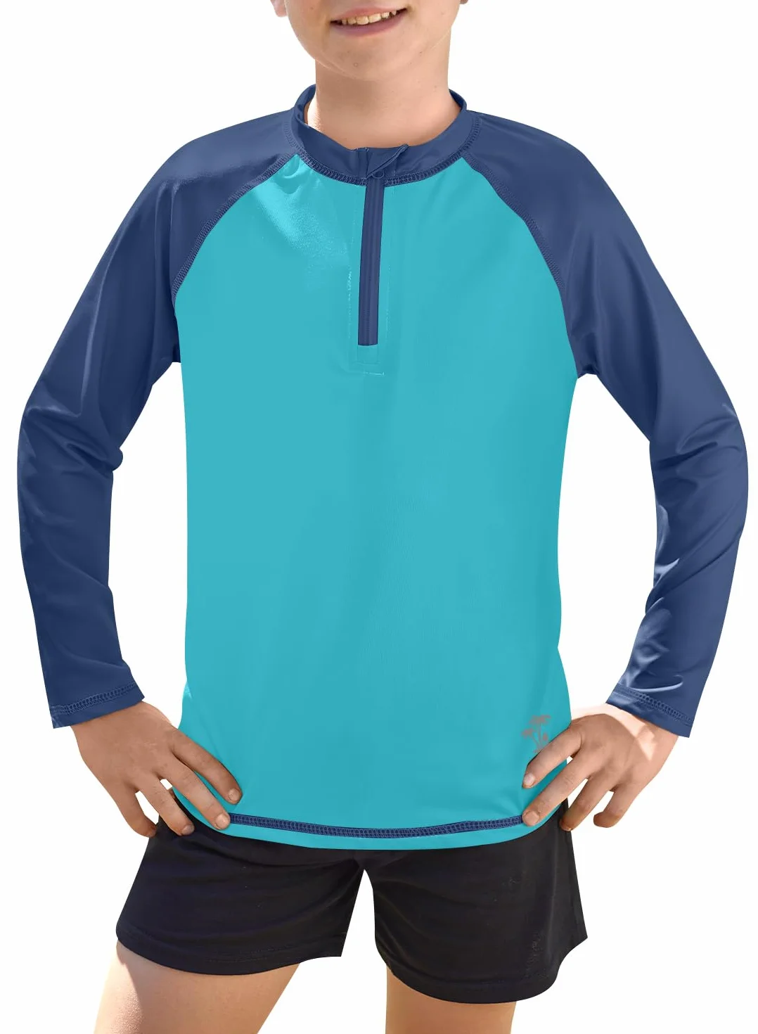 BesserBay Chłopięcy kostium kąpielowy SPF 50+ długie rękawy Rash Guard koszulka do pływania UV 110-150