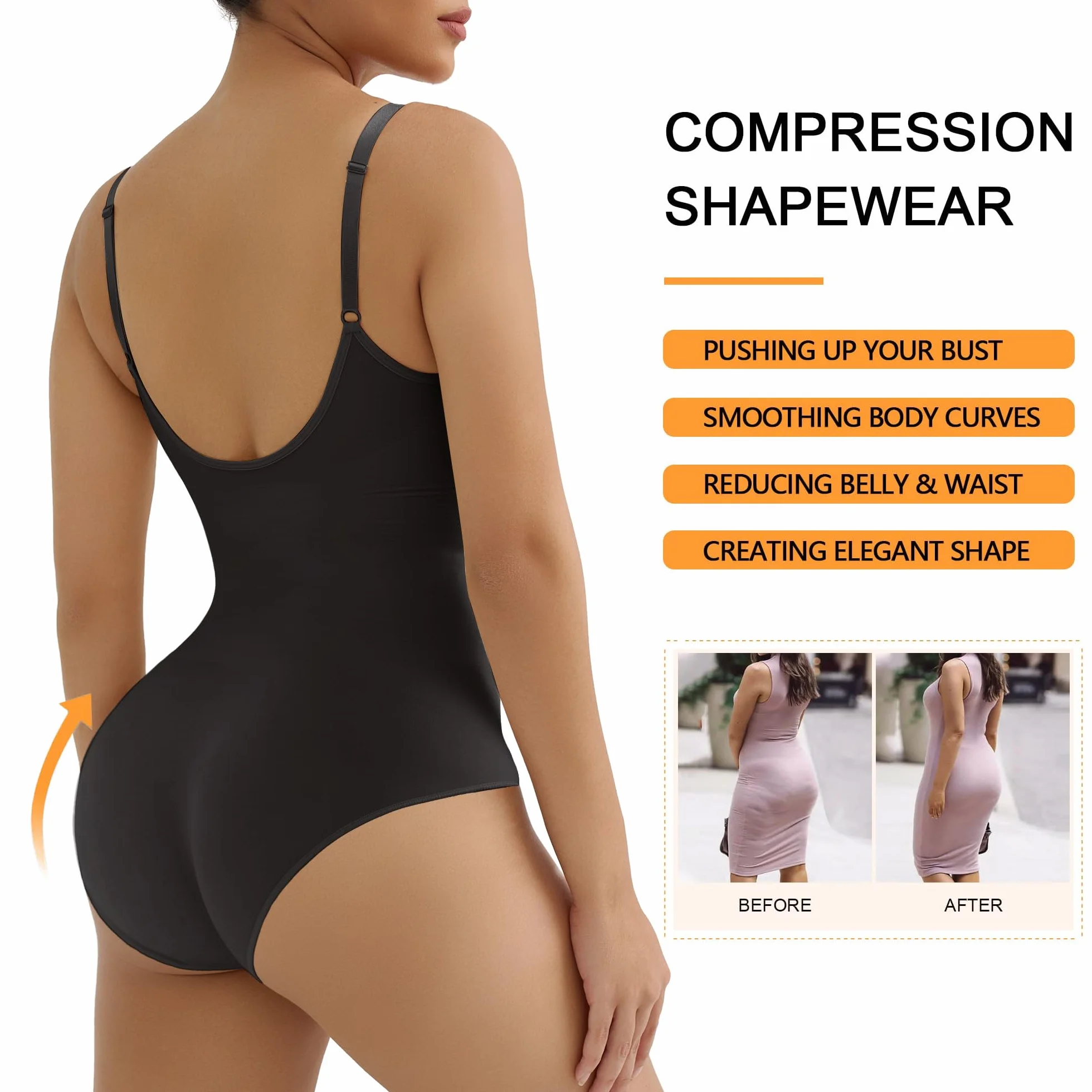 SHAPERX Damskie body wyszczuplające brzuch bielizna modelująca bezszwowe figi modelujące sylwetkę z wyjmowanymi wkładkami