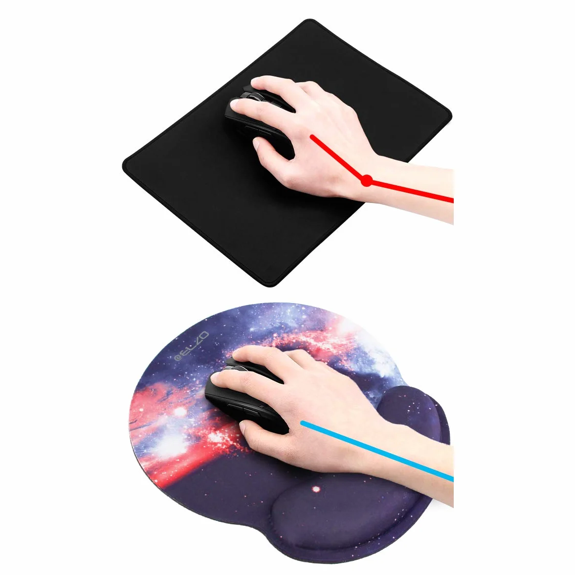 ELZO Podkładka pod nadgarstek do klawiatury z wygodną wyściółką i antypoślizgową gumową podstawą, ergonomiczna dla PC i laptopa Mac