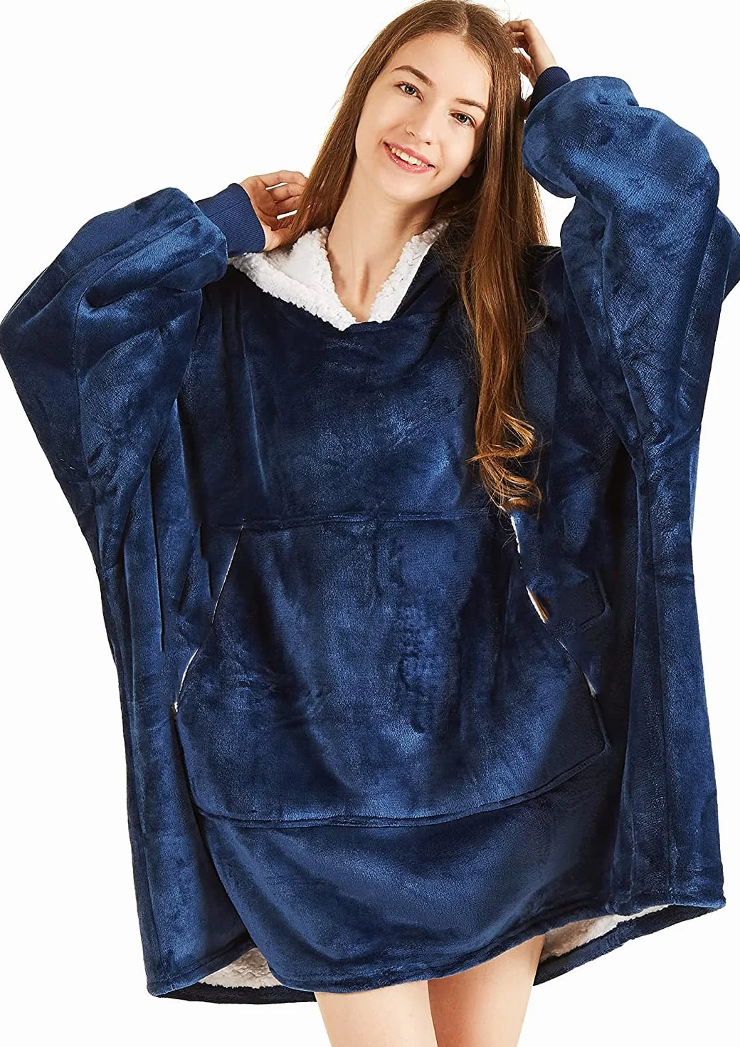 Sherpa bluza z kapturem oversize, super miękka, przytulna, ciepła, wygodna bluza z kapturem, na zimę, ogromna, przytulna bluza z kapturem, dla dorosłych, mężczyzn, kobiet, młodzieży