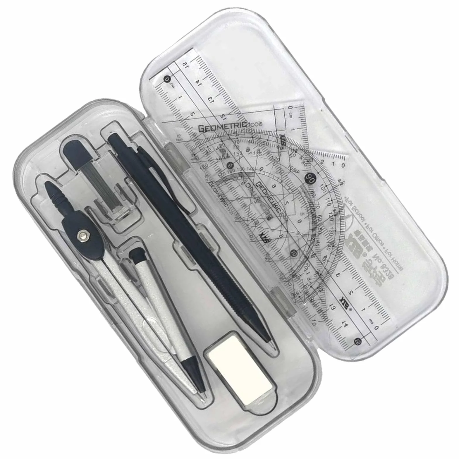 Compass and Protractor Set, Math Geometry Kit, Protractor Kit, Math Tool Set, Geometry Set, Comprehensive Geometry Toolkit Precision Engineering Versatile Use for Student, School