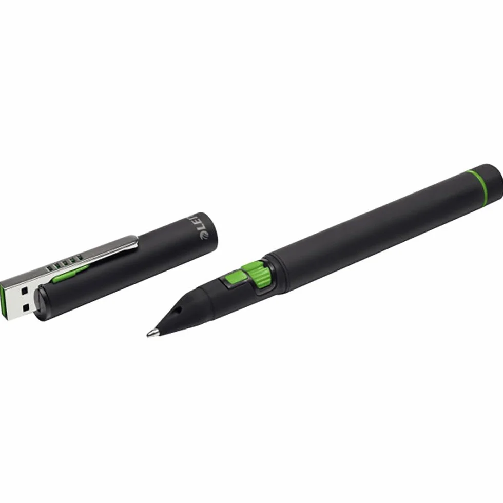 Leitz, Długopis ze Wskaźnikiem Laserowym Pro 2 z Baterią w Zestawie, Materiał: Mosiądz/Plastik, Kolor: Czarny (67380095)