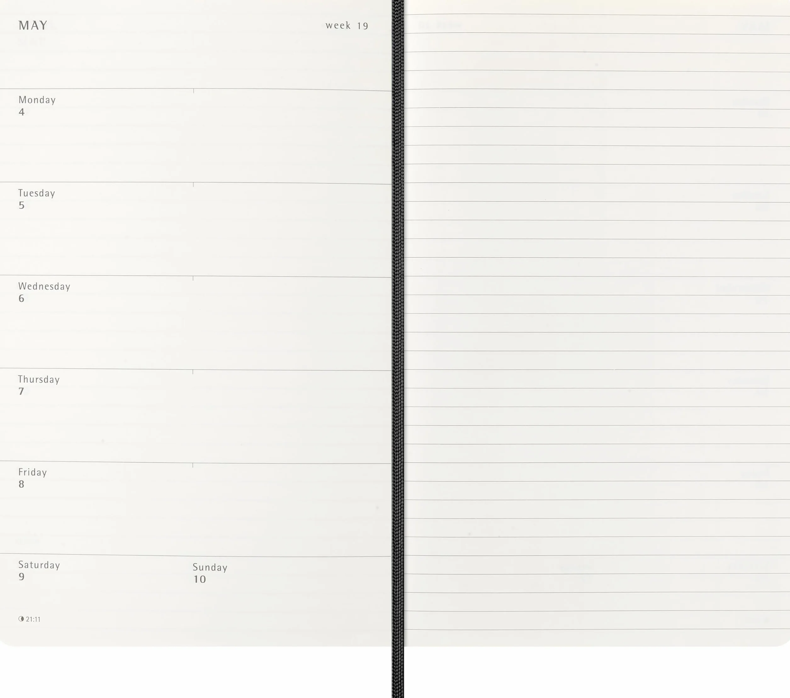 Moleskine 12 Monate Wochen Notizkalender 2026, Large/A5, 1 Wo = 1 Seite, rechts linierte Seite, Weicher Einband, Schwarz