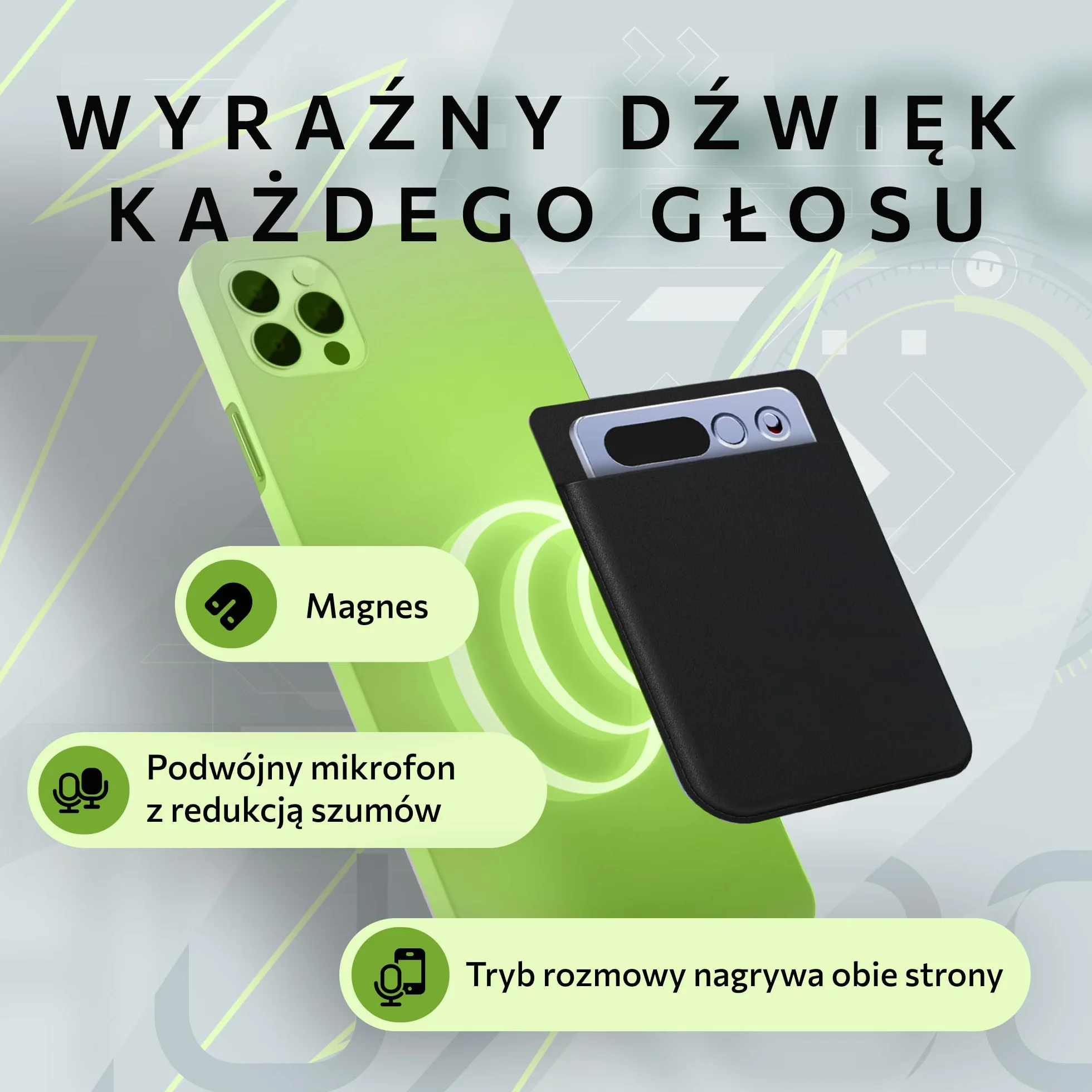 Dyktafon Cyfrowy AI 64GB z Podwójnym Mikrofonem i Redukcją Szumów – 35 h Nagrywania, Bluetooth 5.3, Aplikacja do Transkrypcji i Tłumaczenia (118+ Języków) - HUXGO®