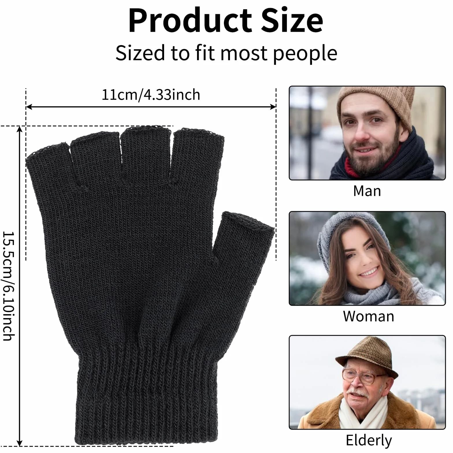WLLHYF Unisex rękawiczki z półpalcami 2 pary zimowe rozciągliwe dzianinowe pół palców rękawiczki do ekranu dotykowego rękawiczki bez palców mężczyźni kobiety