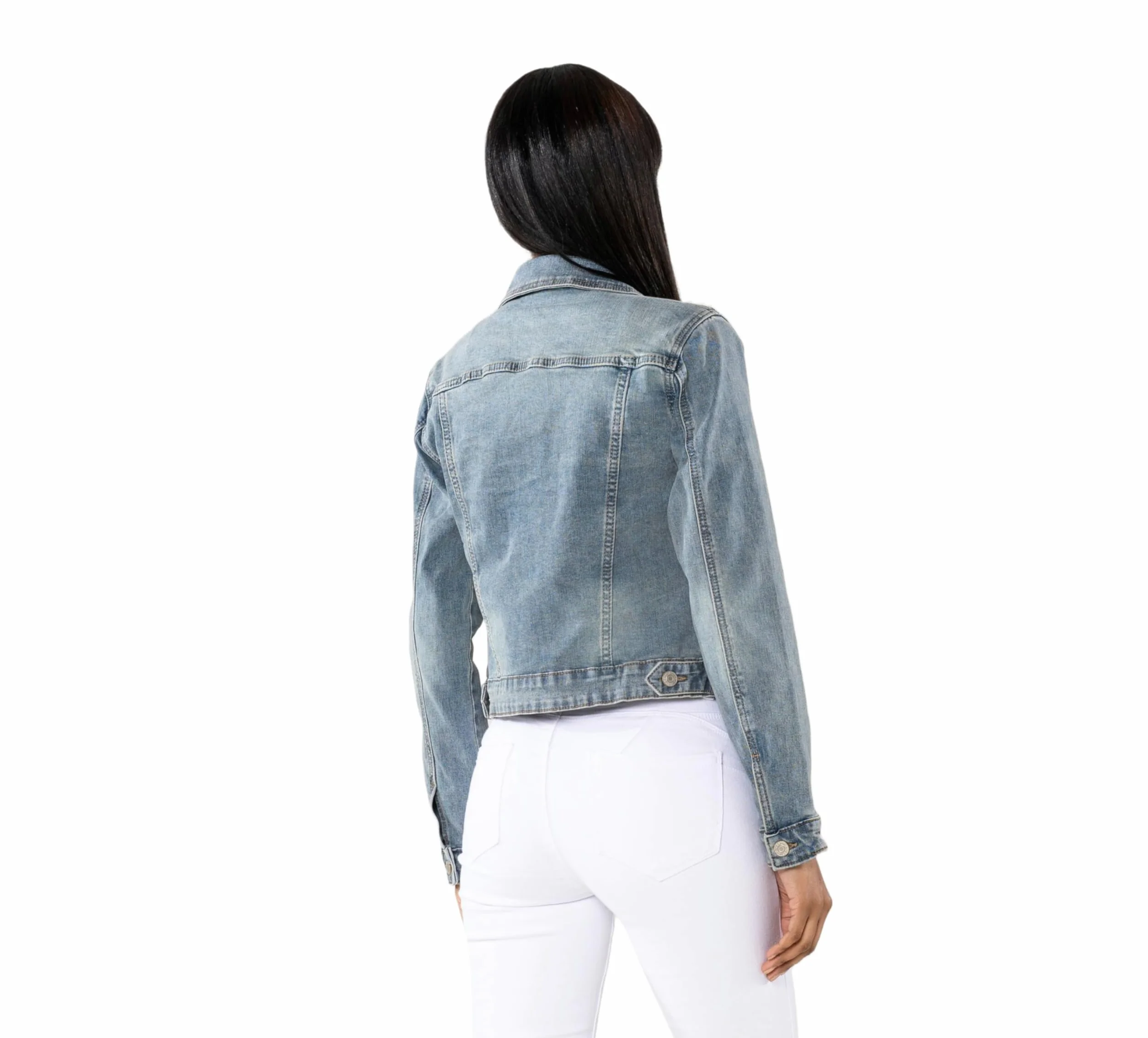 Nina Carter Damska kurtka dżinsowa Slim Fit, kurtka przejściowa, lekka, skinny stretch, denim casualowy