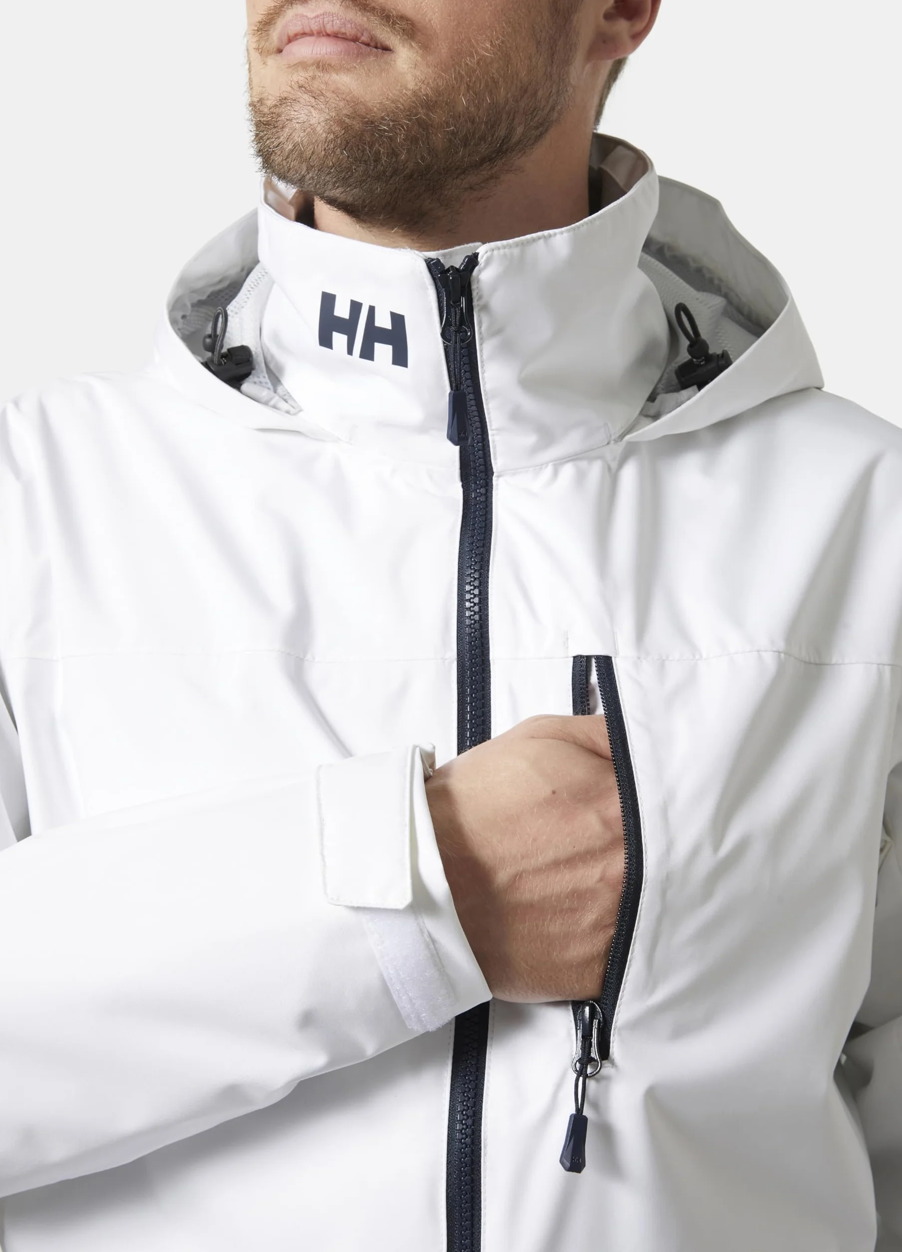 Helly-Hansen Męska kurtka z kapturem Crew 2.0, 001 Biały, XL