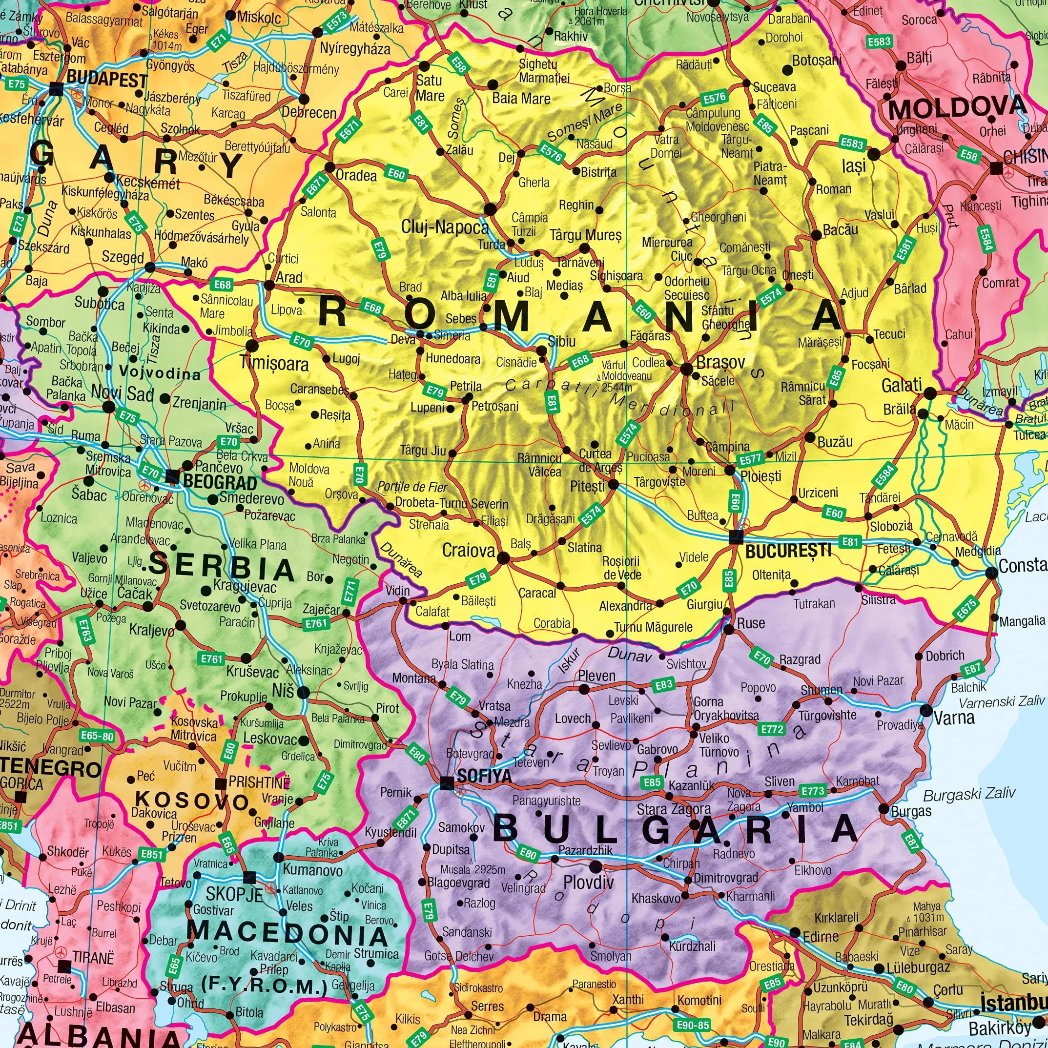 Maps International Duża mapa ścienna Europy (polityczna) - arkusz przedni laminowany - 118,9 cm (szer.) x 84,1 cm (wys.)