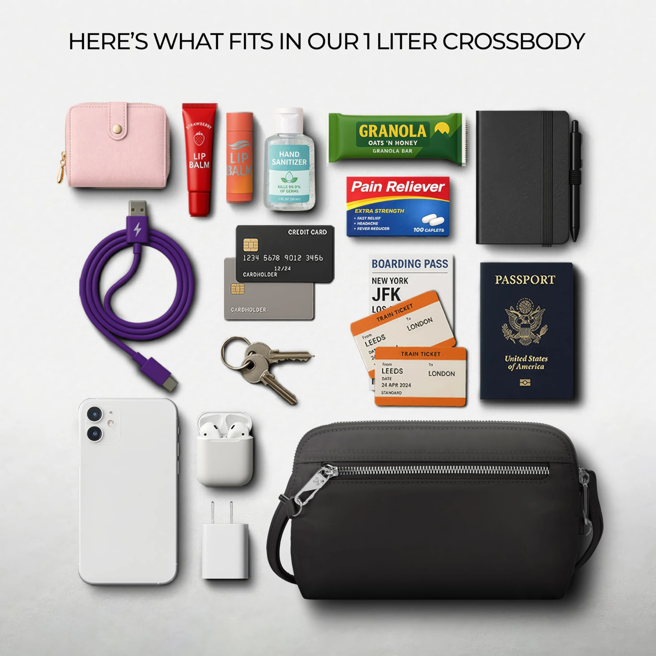 Travelon Damska antykradzieżowa dopasowana kabriolet kopertówka crossbody, onyks, jeden rozmiar