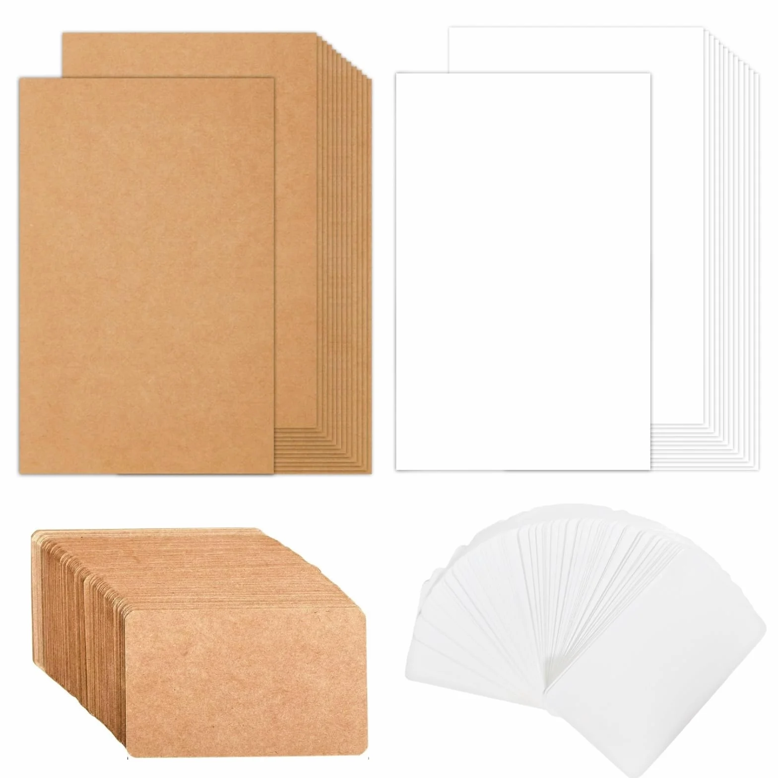 GOTRUST Kartki A6 z papieru typu kraft, 300 sztuk, puste kartki papierowe, małe, 350 g/m², puste kartki pocztowe do samodzielnego ozdobienia, do majsterkowania, nauki, pamięci, 10 x 15 cm, 9 x 5,5 cm
