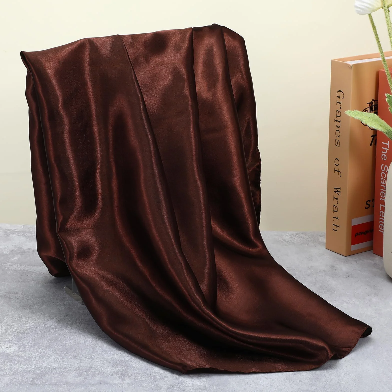 Andibro 89 cm duży kwadratowy satynowy szalik na głowę, jedwabny błyszczący jednolity kolor szaliki, chusty do spania dla kobiet bandana do włosów