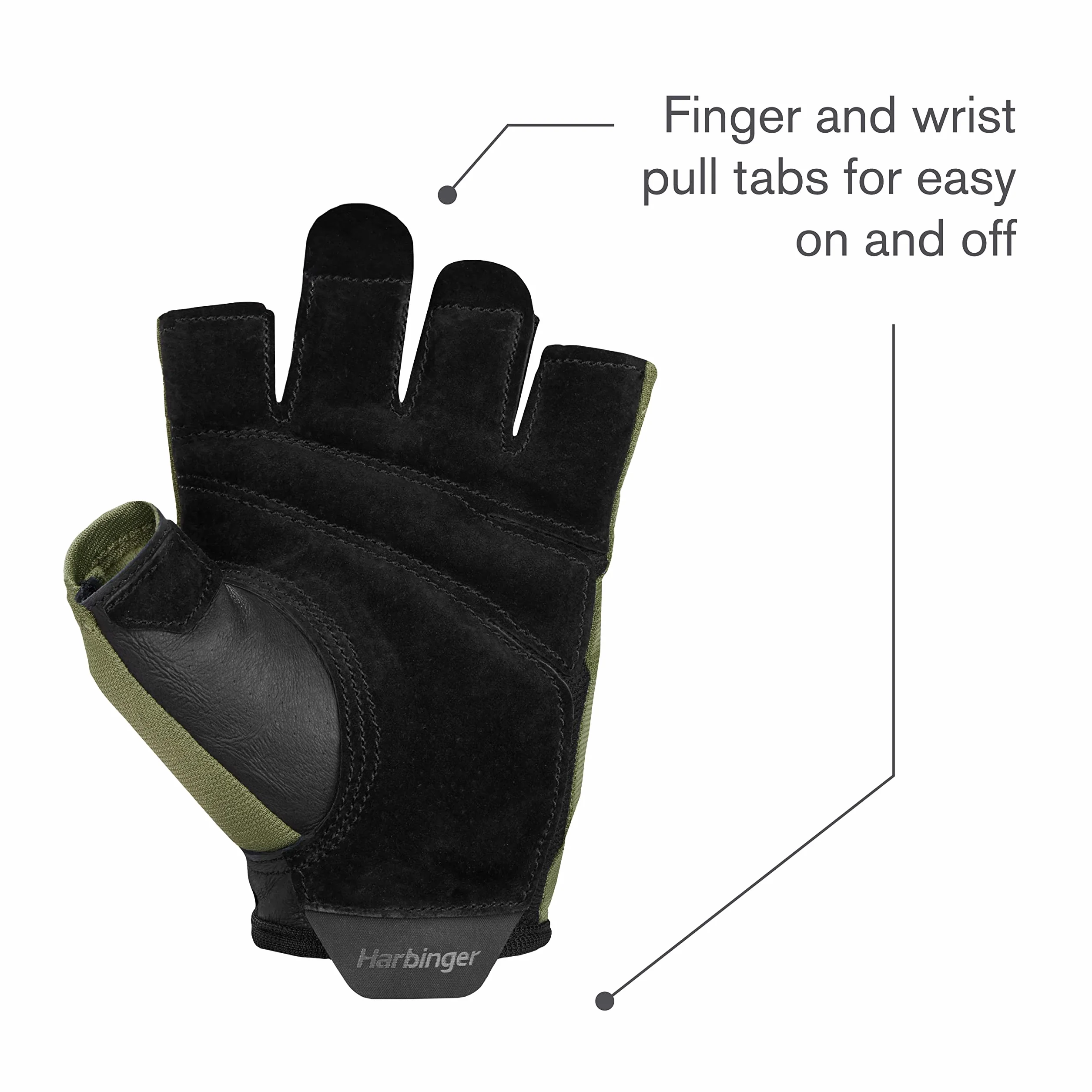 Harbinger Rękawice do podnoszenia ciężarów Power 2.0, unisex, zielone, rozmiar M